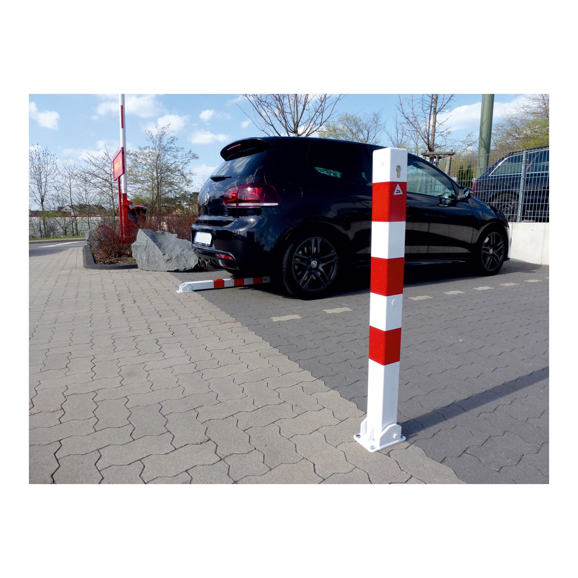 SCHAKE Verkehrsschild Schake Absperrpfosten Typ 470UZB, umlegbar, zum Aufdübeln + Profilzyli