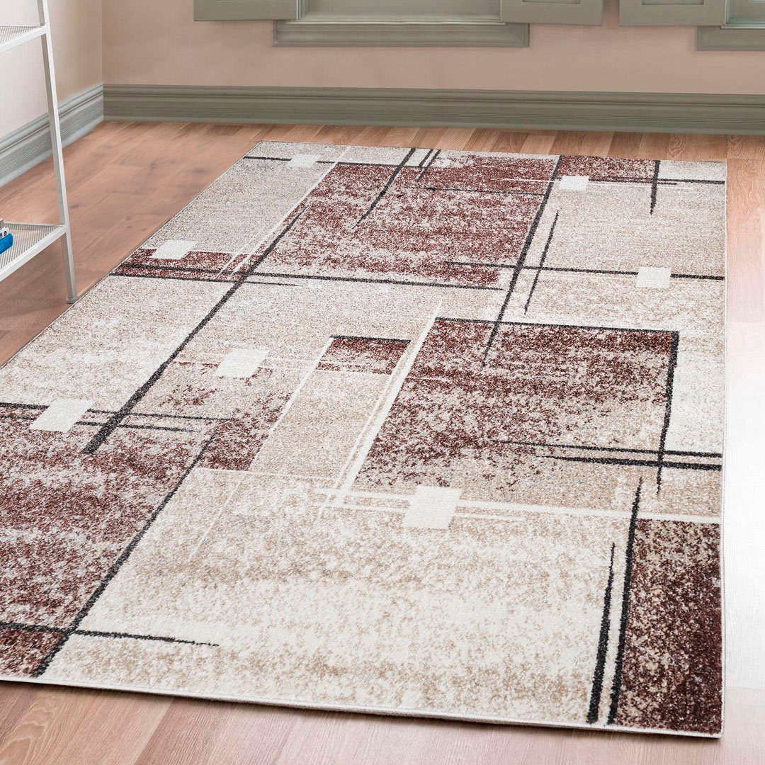 Teppich Deblin, my home, rechteckig, Höhe: 9 mm, weicher Flor, Kurzflor, Karo-Design, modern, geometrisches Muster sand