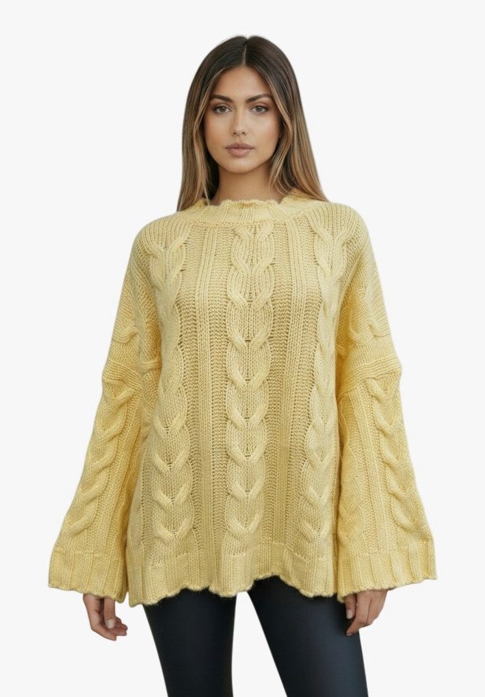 Worldclassca Longpullover WORLDCLASSCA Strickpulllover Oversize Lang Zopf Muster Winter Pulli Neue Kollektion - Stilvolle und gemütliche Strickmode für Damen