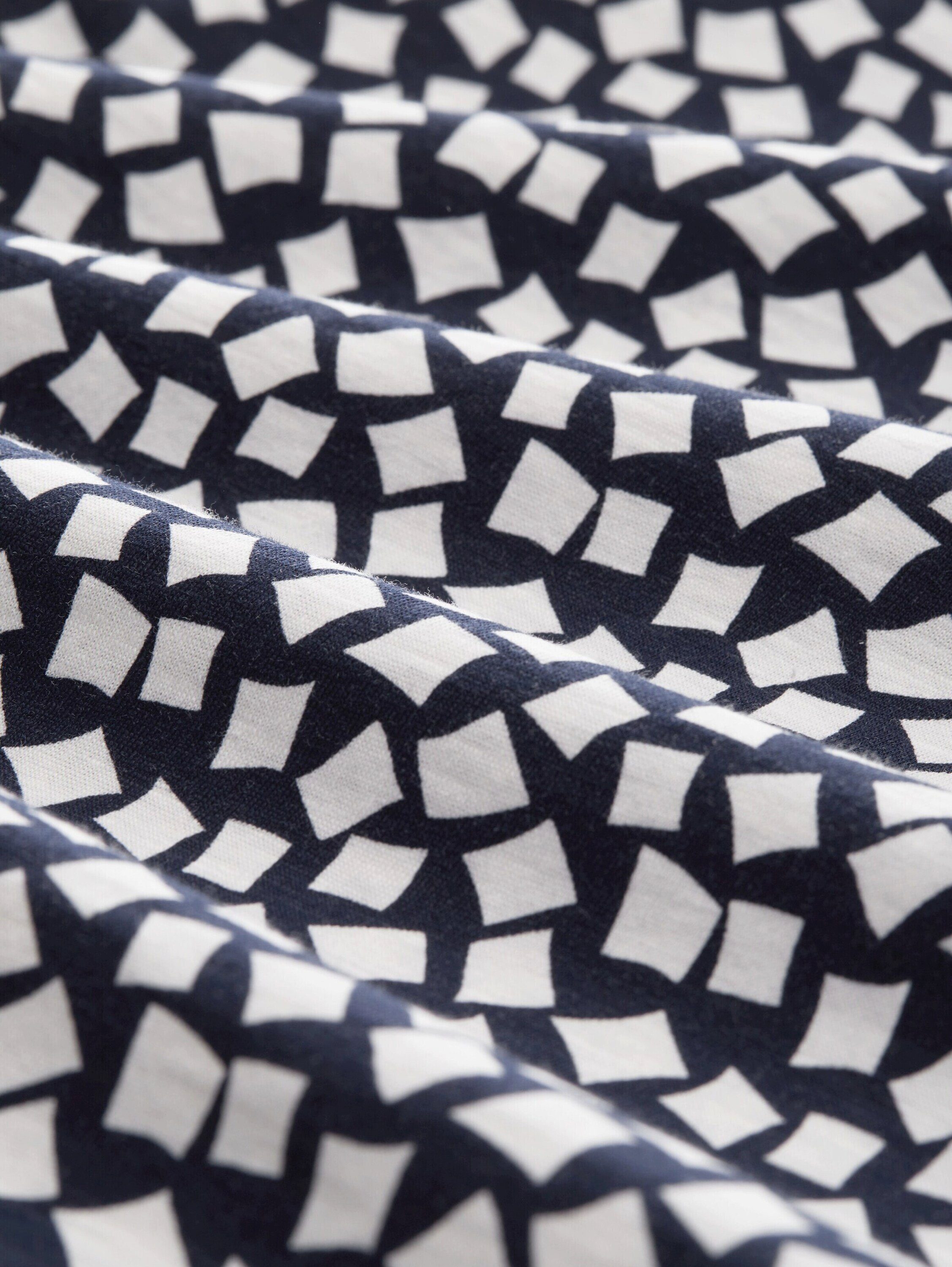 Details T-Shirt (1-tlg) geometric Plain/ohne TAILOR navy design TOM