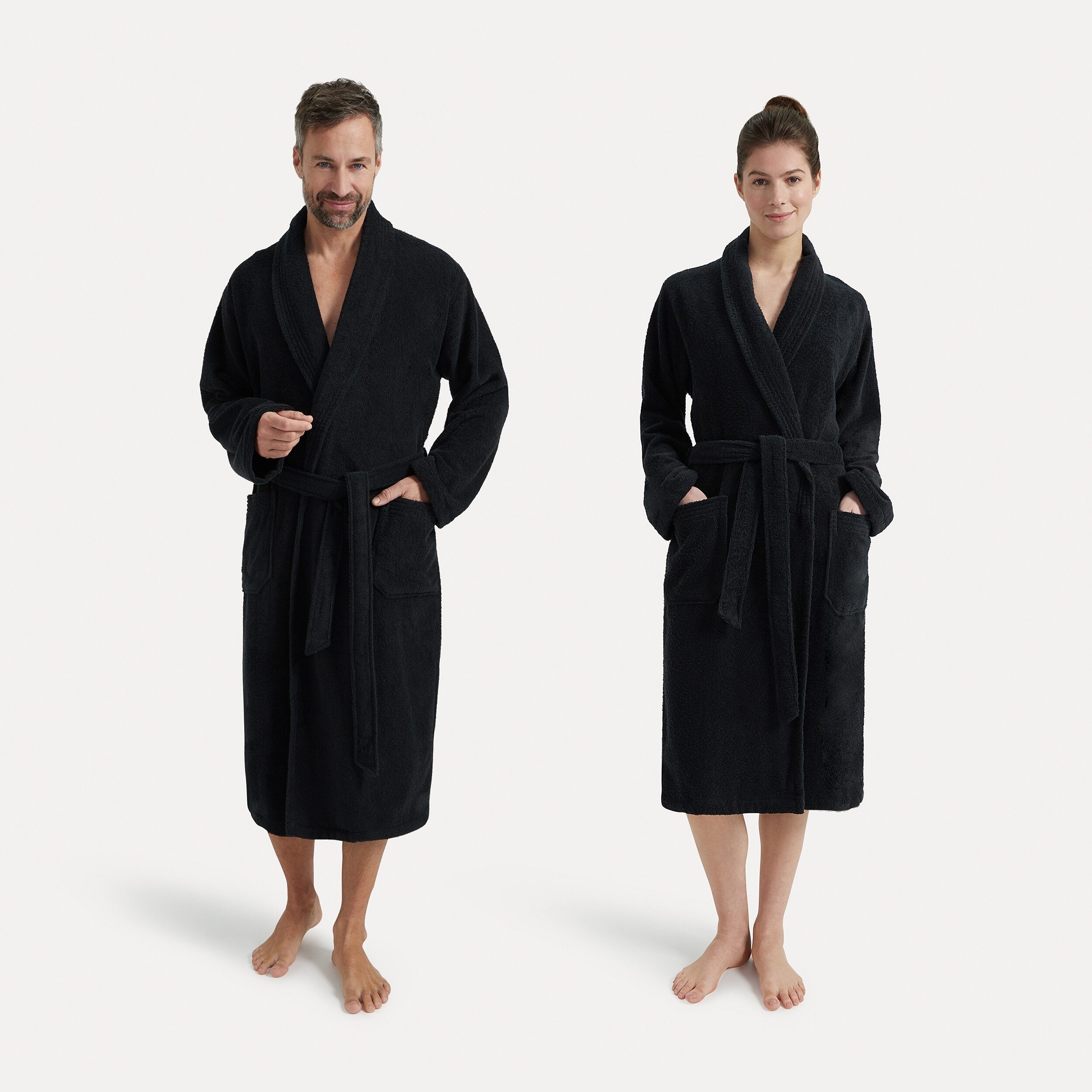 Möve Unisex-Bademantel Basic, Walkfrottier, Schalkragen, Gürtel, mit Schalkragen