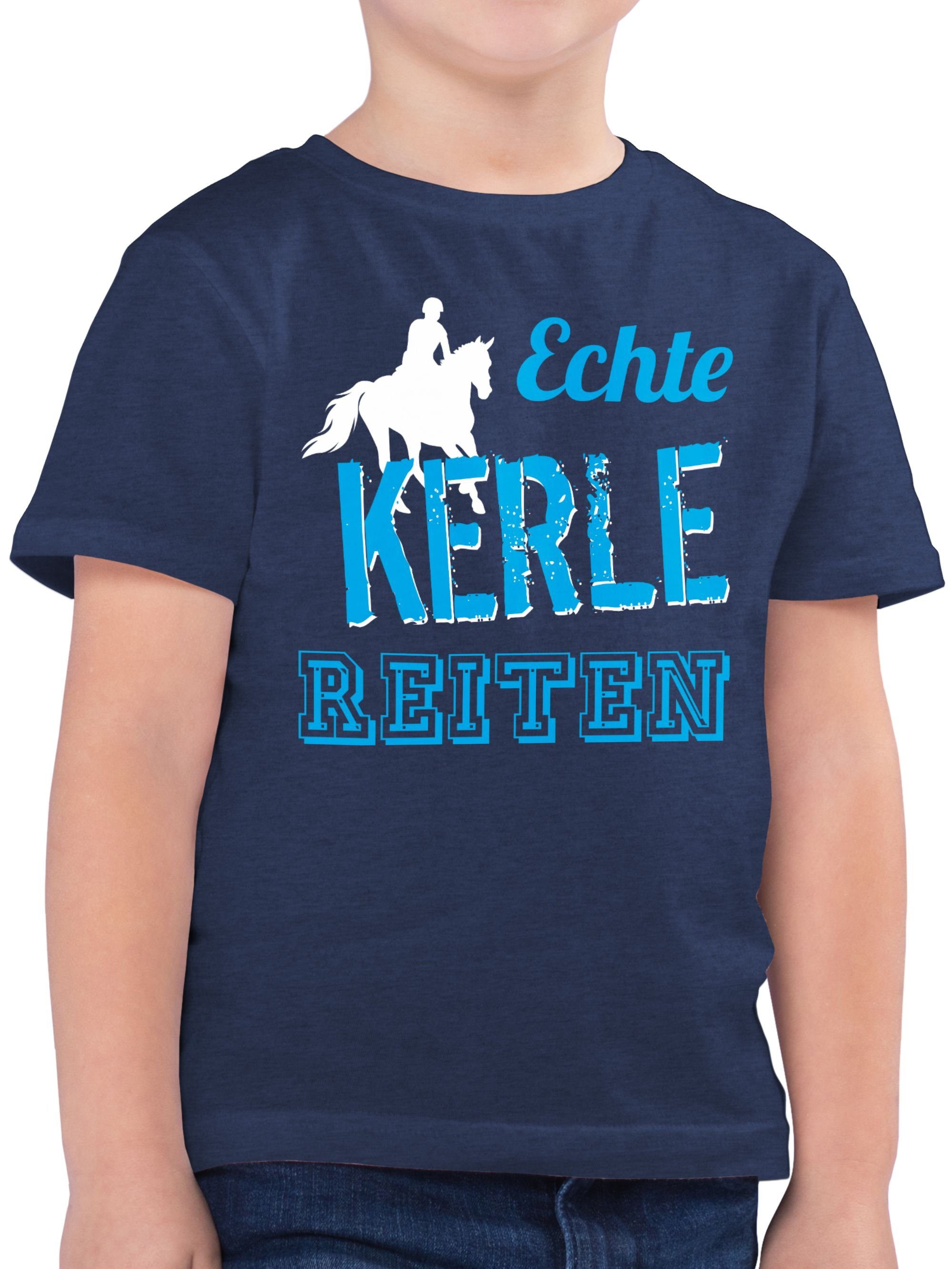 Shirtracer T-Shirt Echte Kerle reiten Pferd 3 Dunkelblau Meliert