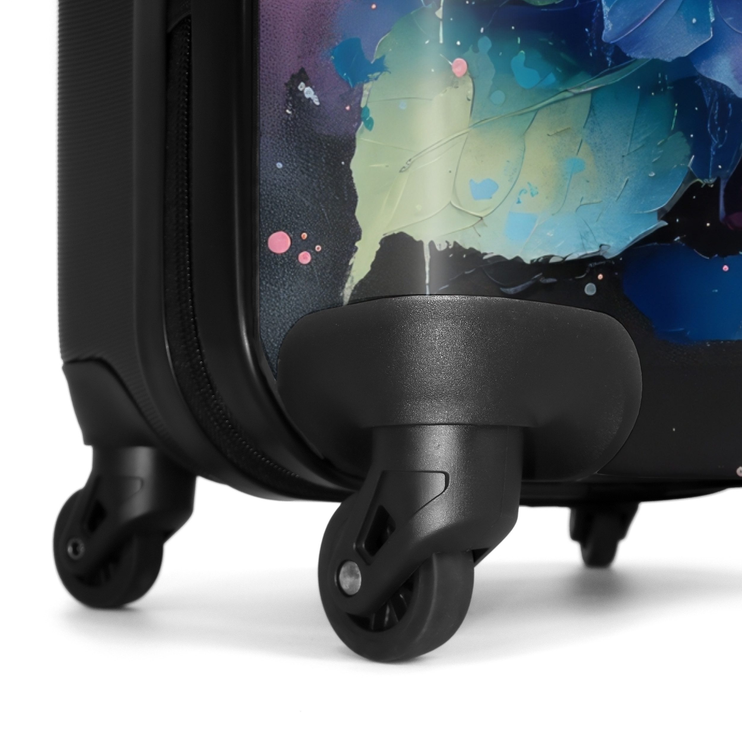 NoBoringSuitcases.com© Hartschalen-Trolley Hortensienblüten im Graffiti-Stil 55x35x20cm, 4 Rollen, Reisetasche mit Rollen, Koffer Handgepäck Flugzeug