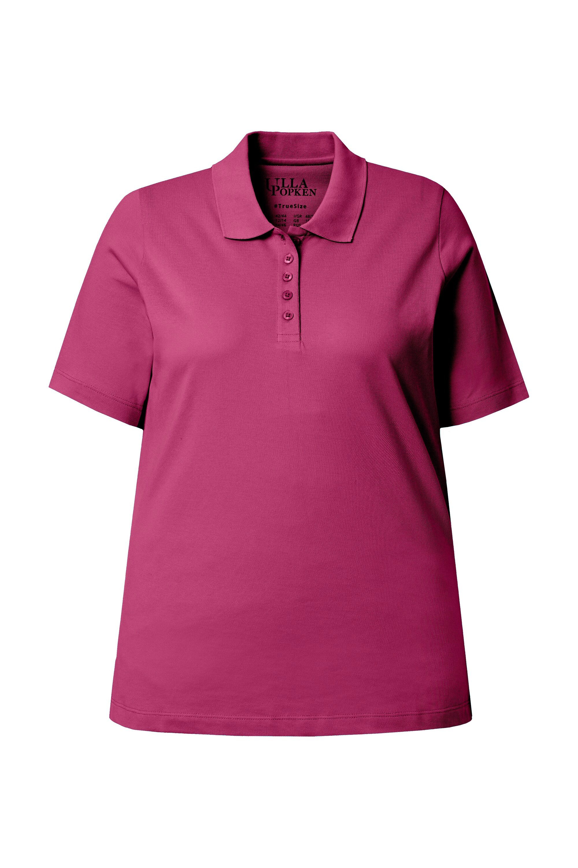 Ulla Popken Poloshirt Poloshirt längere Knopfleiste Polokragen Halbarm