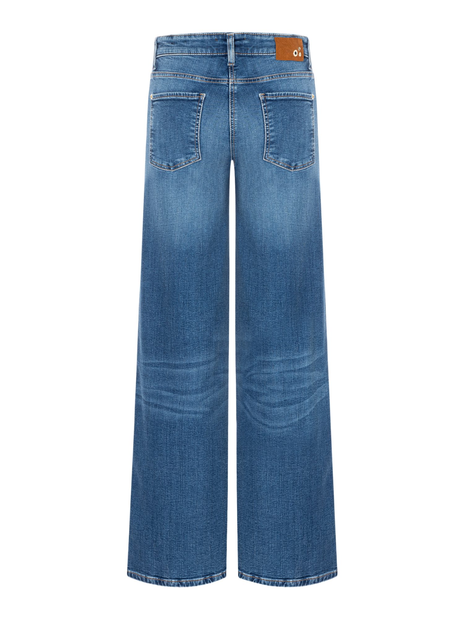 Cambio Stretch-Hose blau, Casual, Baumwolle, Unifarben, Wide Leg, Mittel