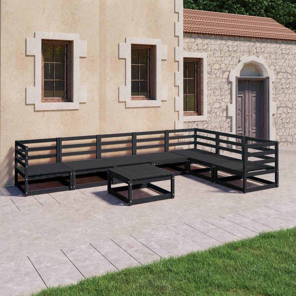 Massivholz 8-tlg. Gartenlounge-Set vidaXL Kiefer, Garten-Lounge-Set (1-tlg) Schwarz