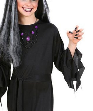 Karneval-Klamotten Hexen-Kostüm schwarzes Hexenkleid mit Hexenhut Kinder, Kinderkostüm Mädchenkostüm Halloween Kleid mit Hut