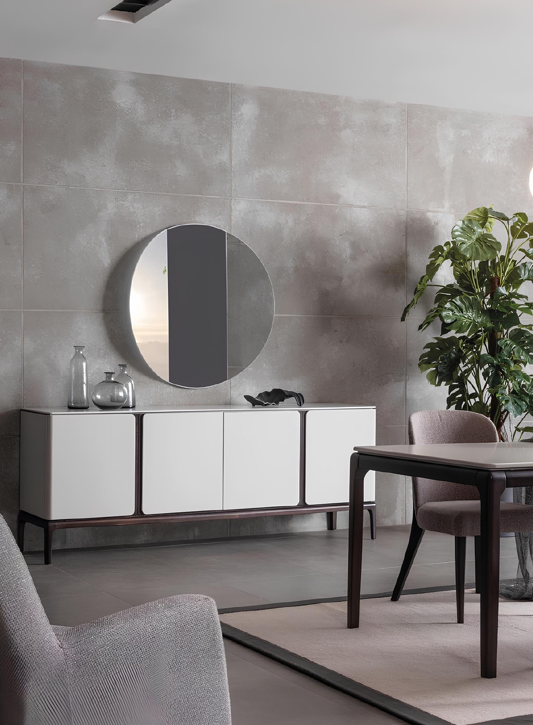 JVmoebel Anrichte Spiegelsatz für das Wohnzimmer, 2-teilig in Grau und Weiß, Made in Europa