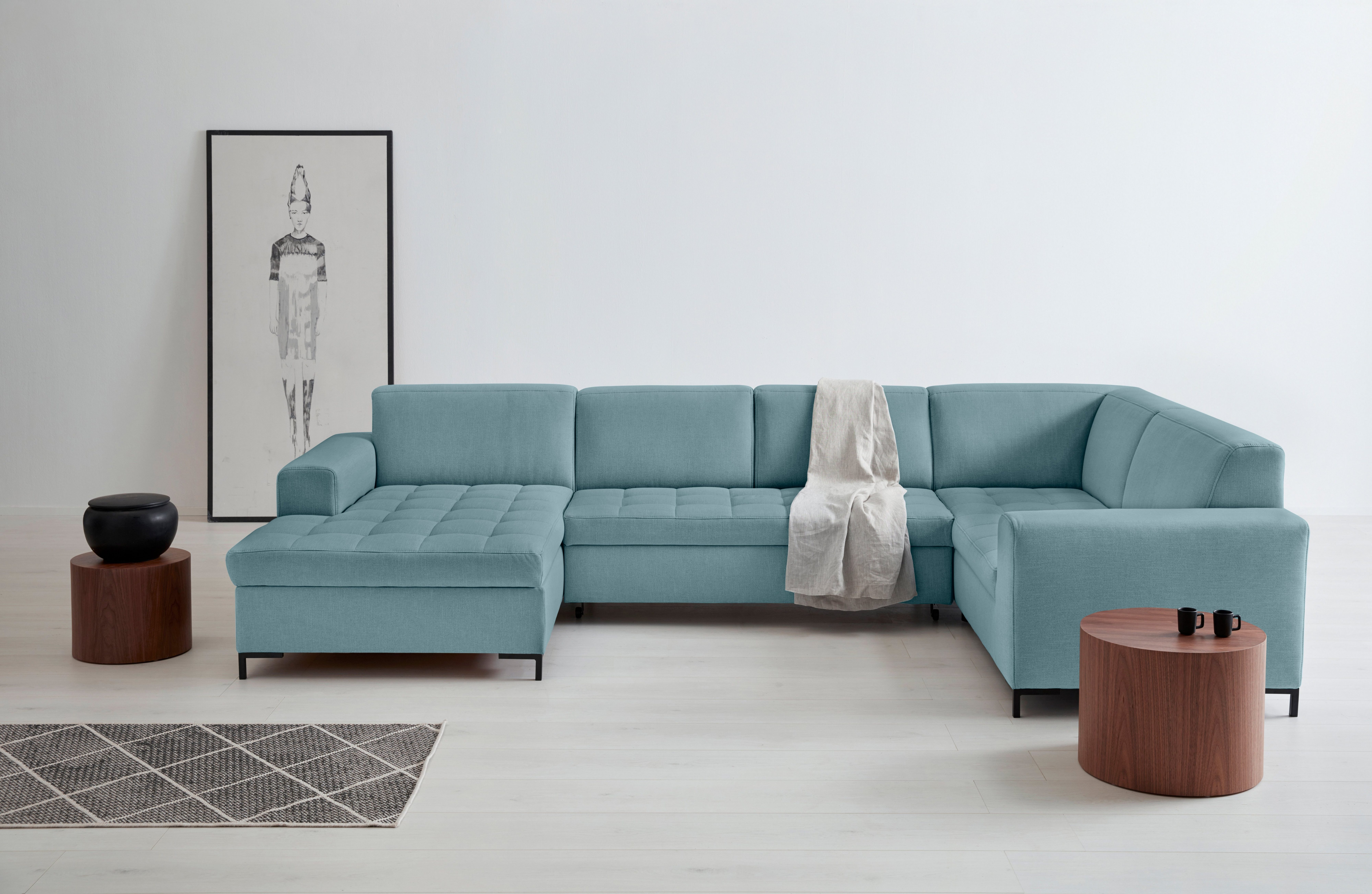 OTTO home Wohnlandschaft Grazzo, aktuelle Steppung im Sitz, viel Platz, U-Form, Breite 332cm, hochwertige Stoffe aus recyceltem Material, Steppung im Sitzbereich