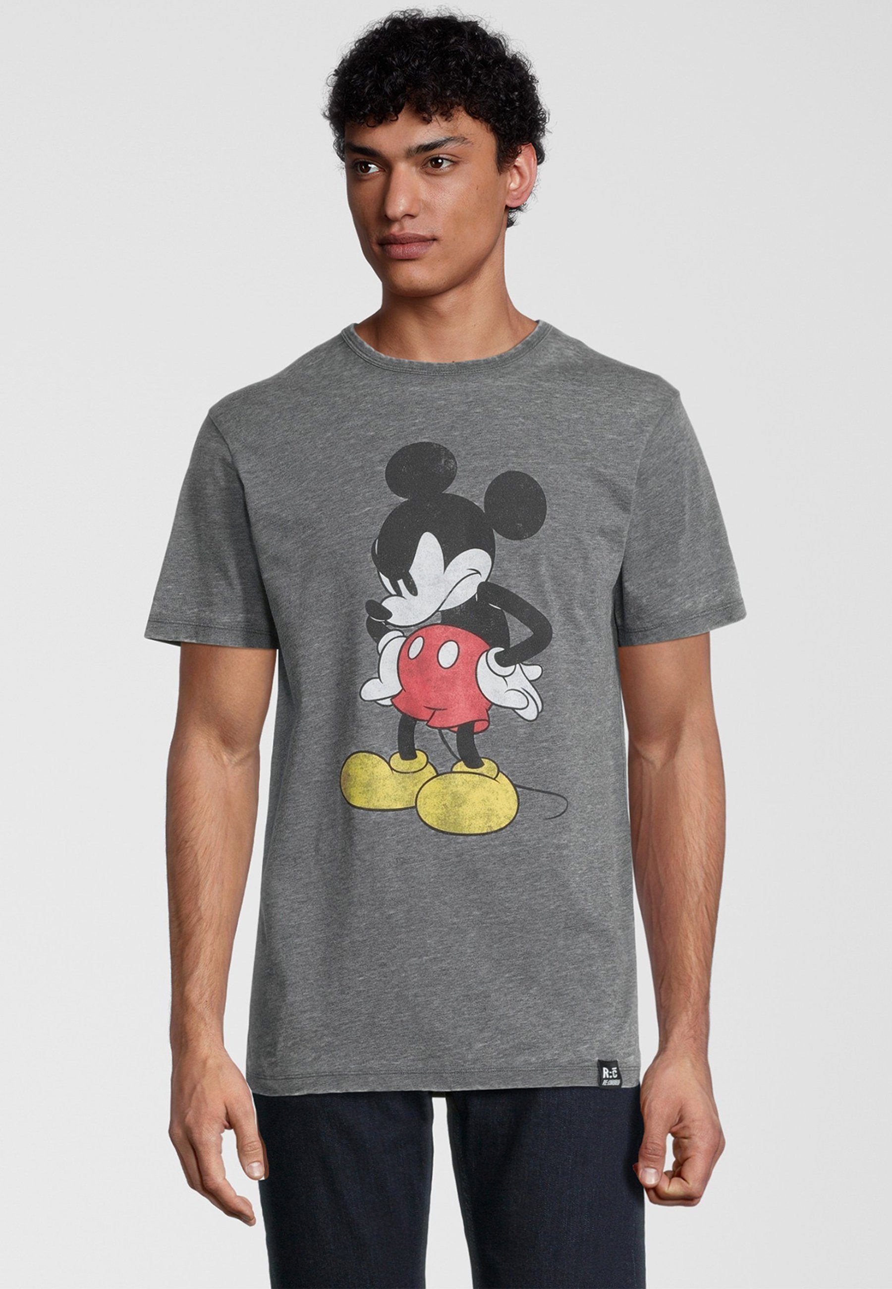 Madface T-Shirt zertifizierte Recovered Mickey Bio-Baumwolle GOTS Disney Mouse dunkelgrau