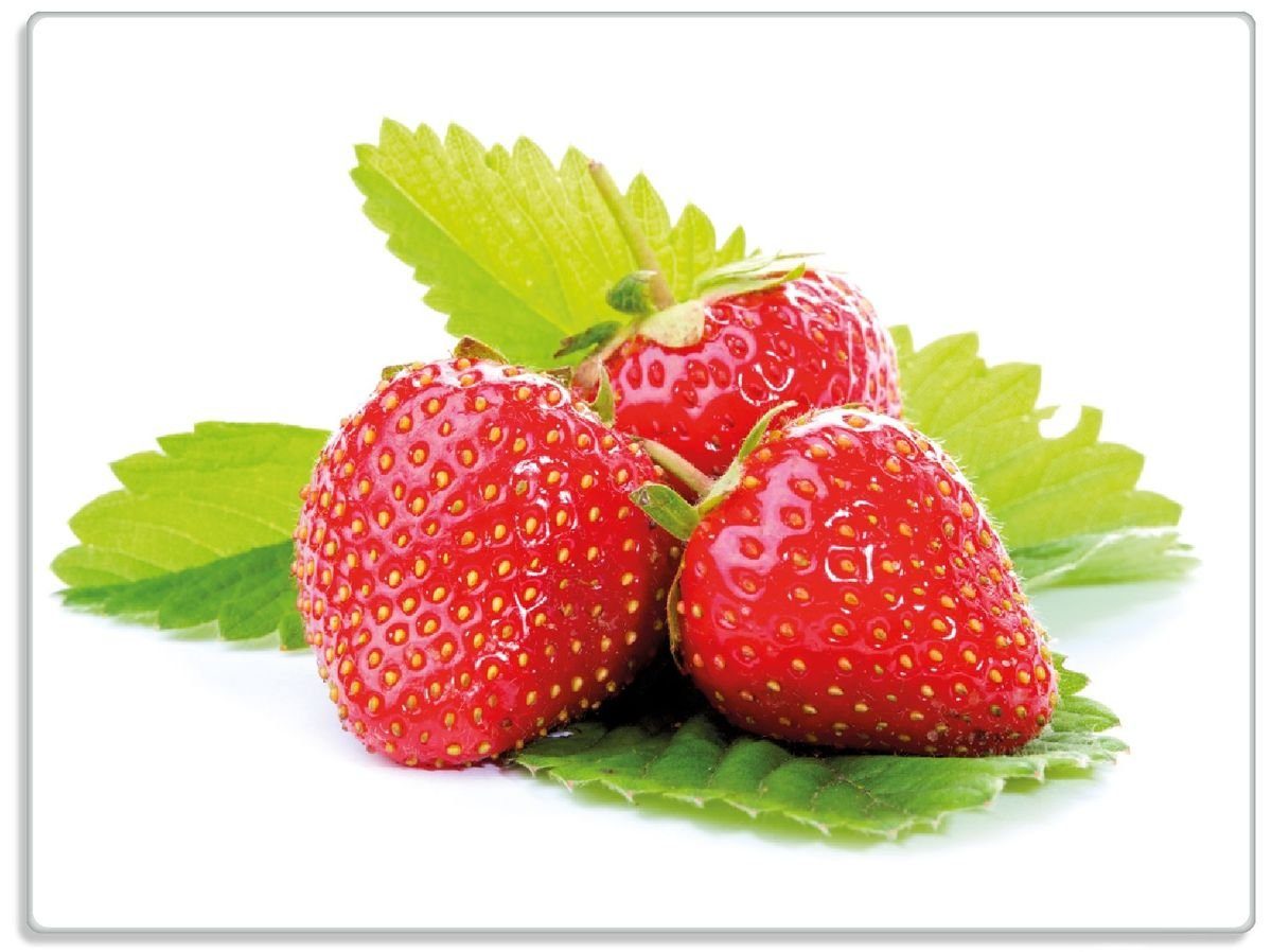 Wallario Schneidebrett Frische rote Erdbeeren für 1-St), 4mm, rutschfester die Gummifüße ESG-Sicherheitsglas, 30x40cm (inkl. Küche