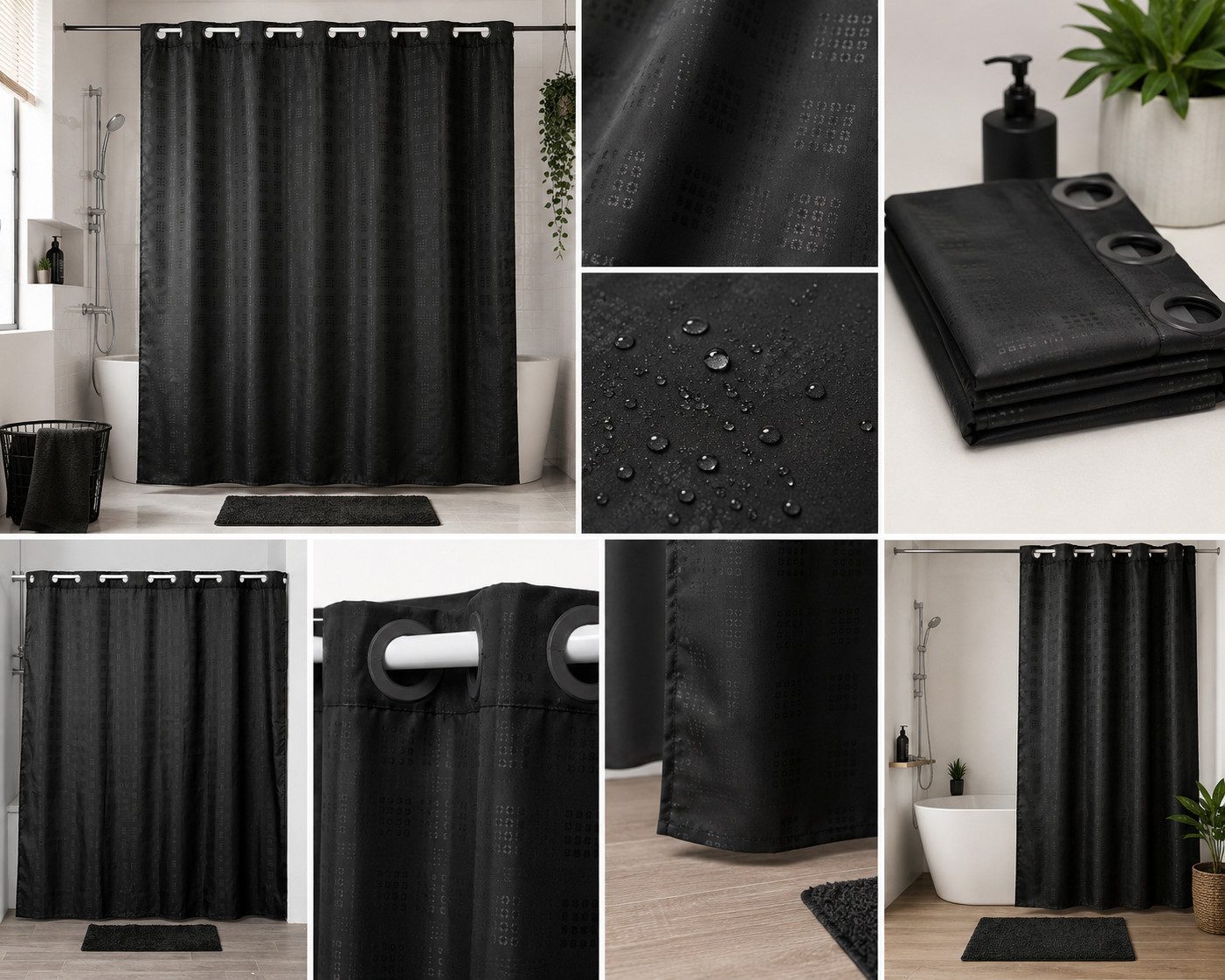 LikeKa Duschvorhang Vorhang Raumteiler Türvorhang mit integrierten großen Ösen 180x200 cm – Bild 5 von 5