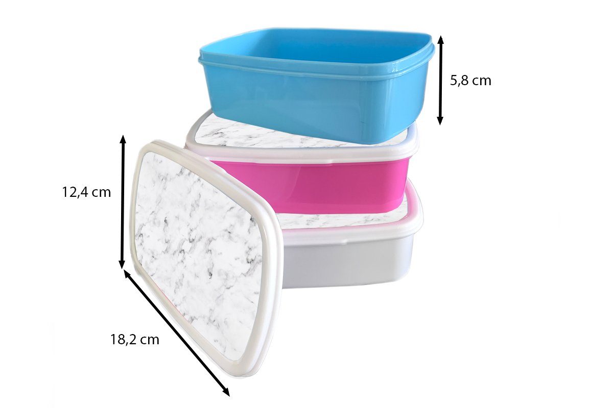 MuchoWow Lunchbox Marmor - Mädchen, (2-tlg), für Brotdose Grau Luxus Snackbox, Marmoroptik, Brotbox Erwachsene, Kunststoff - rosa - Kunststoff, Weiß Kinder, 