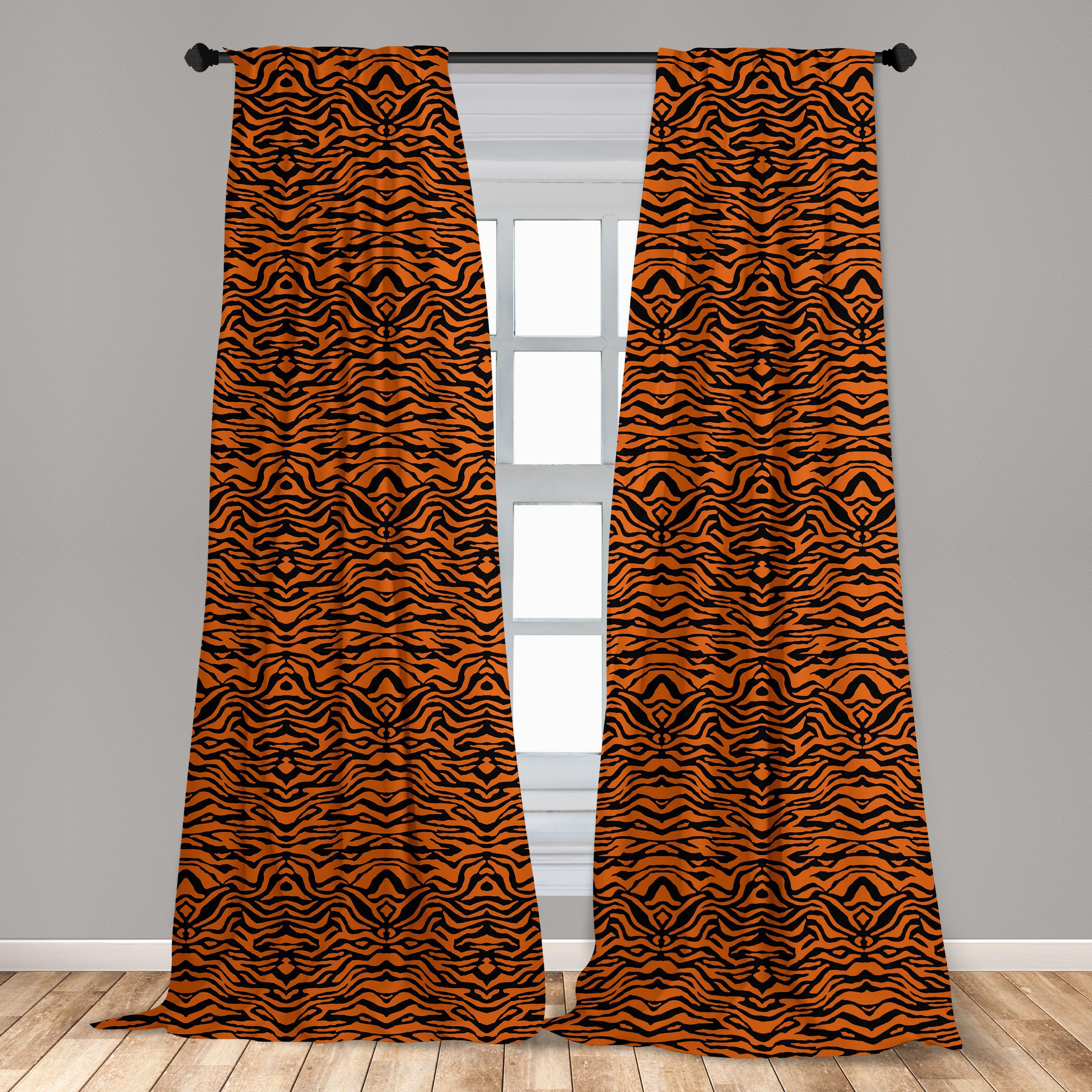 Gardine Vorhang Dekor, Schlafzimmer Microfaser, Wohnzimmer Dschungel-Tiger-Haut-Streifen Abakuhaus, für Safari