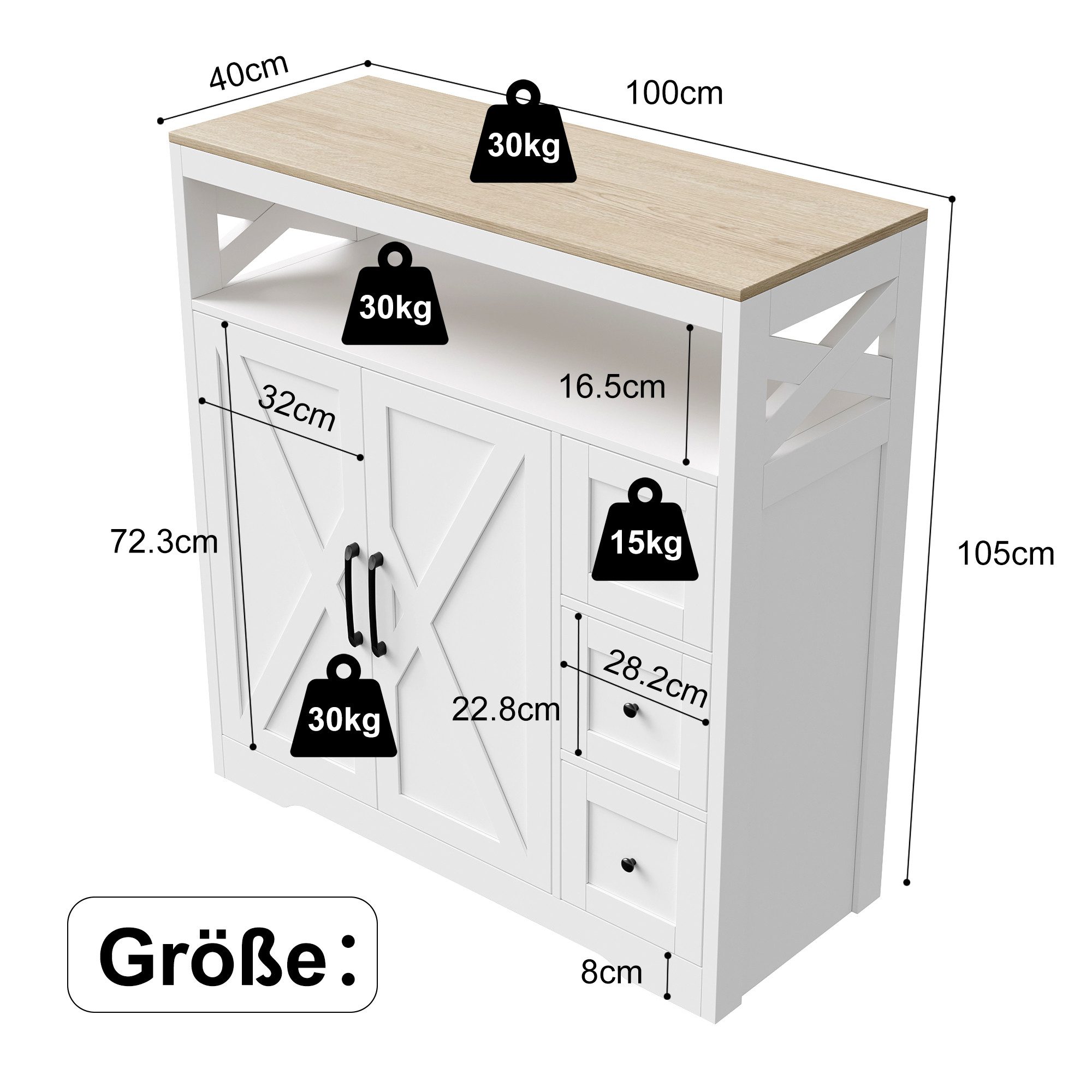 FUROKOY Sideboard Küchenschrank Aufbewahrungsschrank Kommode, Küchenschrank günstig online kaufen