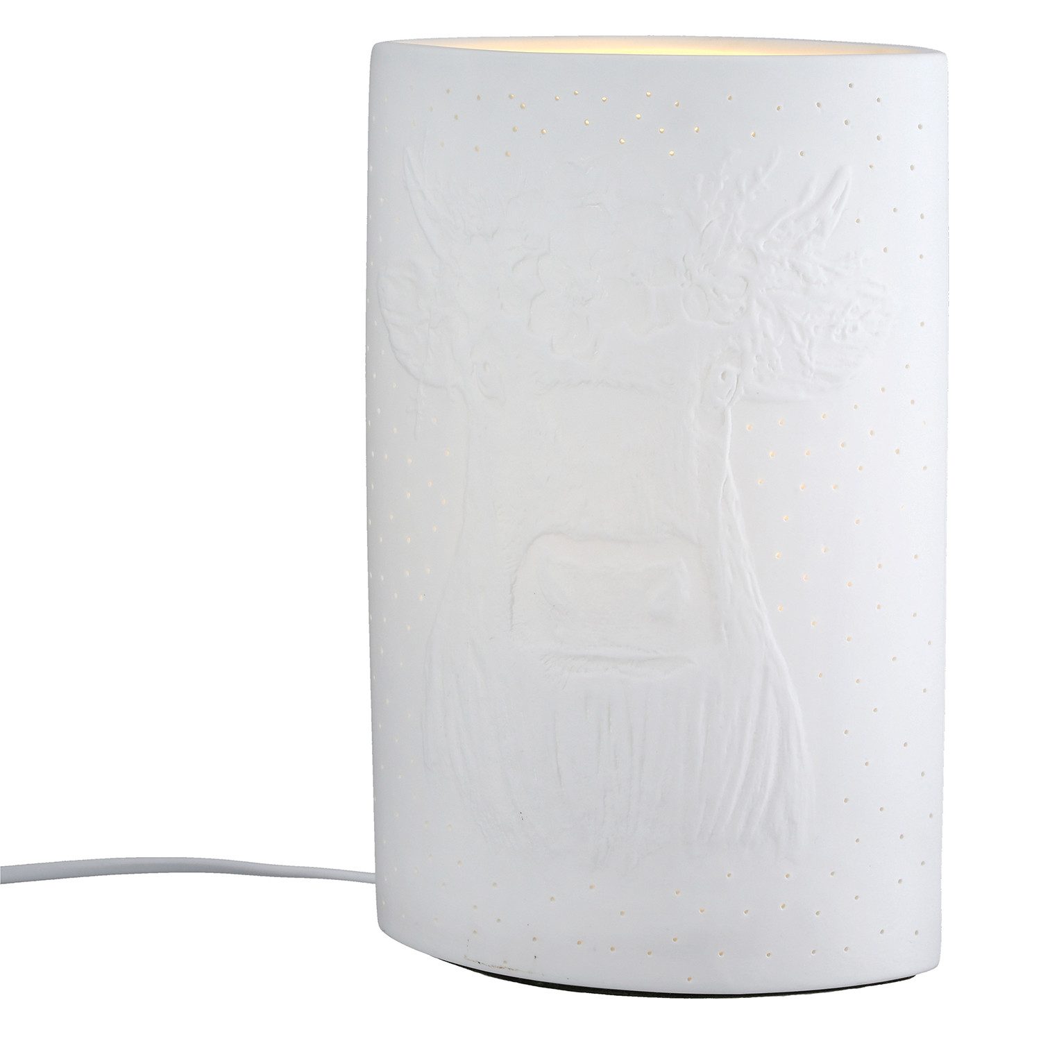 GILDE Tischleuchte ADELHEID Tischleuchte - weiß - Porzellan - Höhe 28cm x Breite 18cm, Tischlampe - Schreibtischlampe - Nachttischlampe