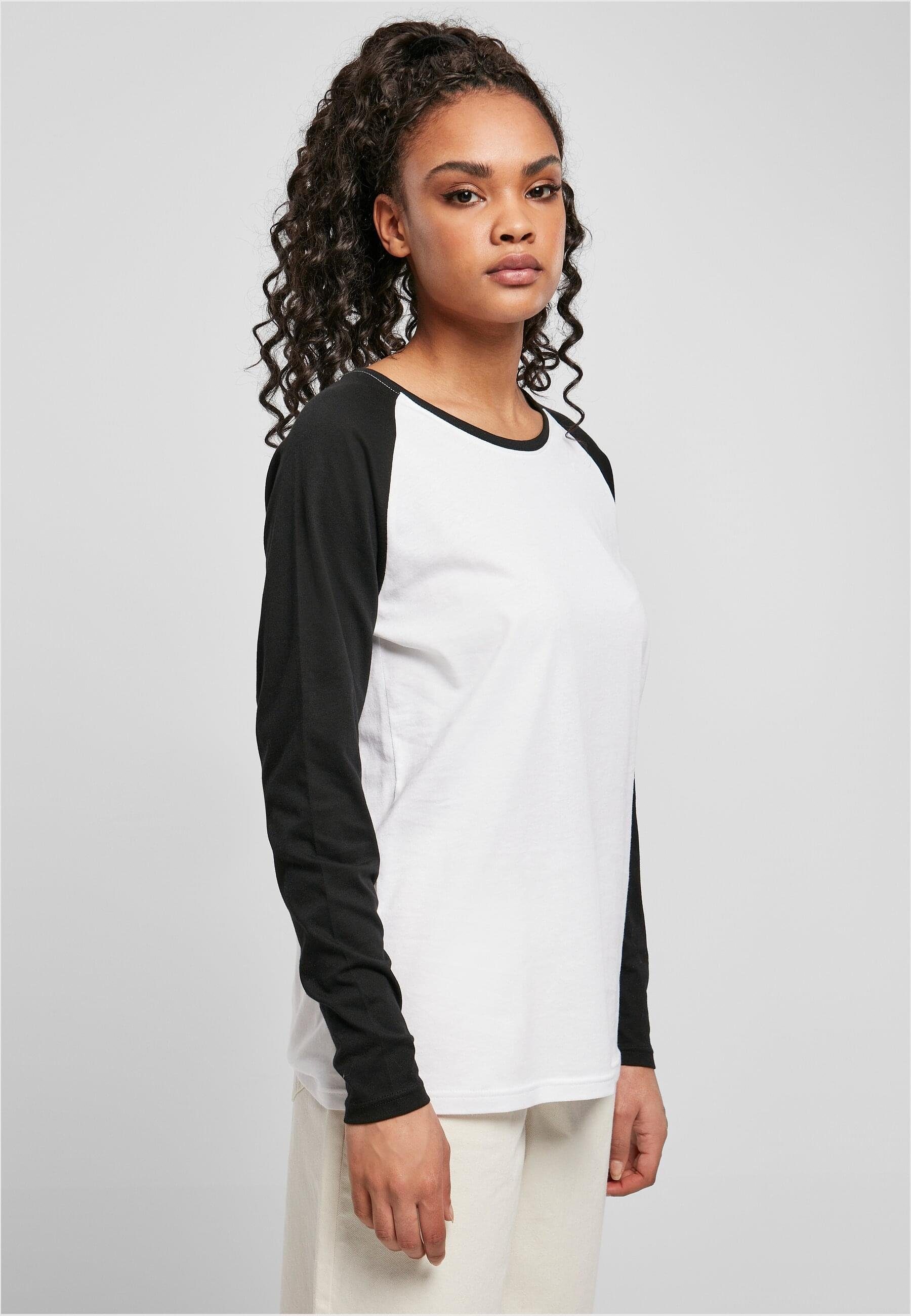 URBAN CLASSICS Damen white/black Contrast Raglan Langarmshirt Ladies (1-tlg) Longsleeve