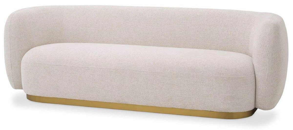 Casa Padrino Sofa Casa Padrino Luxus Sofa Creme / Messing 223 x 96 x H. 71 cm - Wohnzimmer Sofa - Hotel Sofa - Wohnzimmer Möbel - Hotel Möbel - Luxus Möbel - Luxus Einrichtung - Wohnzimmer Einrichtung