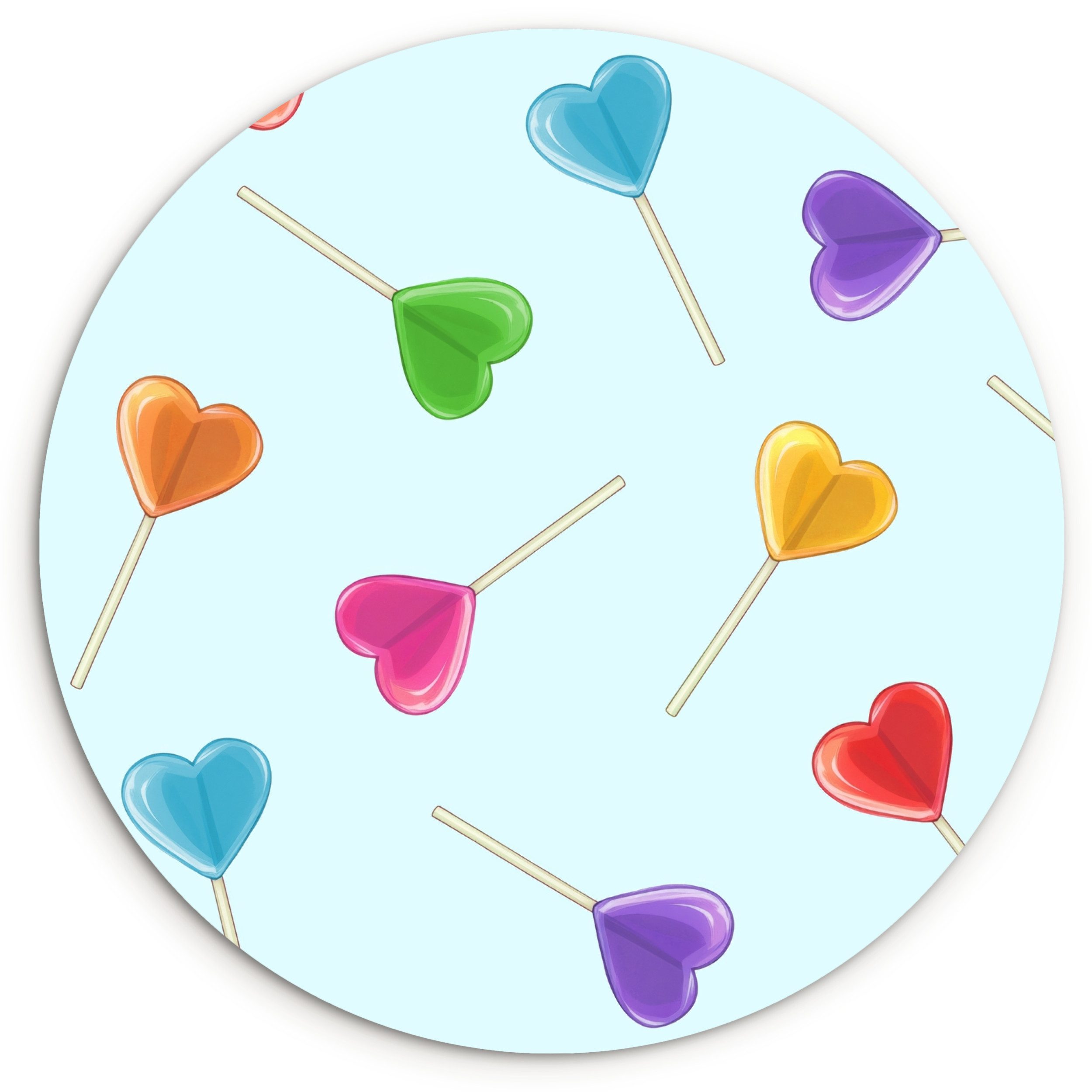 MuchoWow Gemälde Lollipop - Regenbogen - Bonbon, Fotodruck (1 St), Kreis Wanddekoration, Rundes Wandbild, 30x30 cm