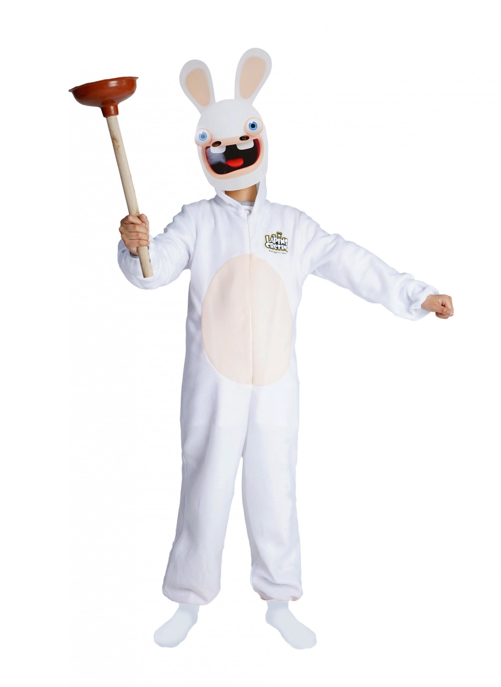 Kostüm Rabbids-Kostüm mit Maske für Kinder Raving Rabbids weiss
