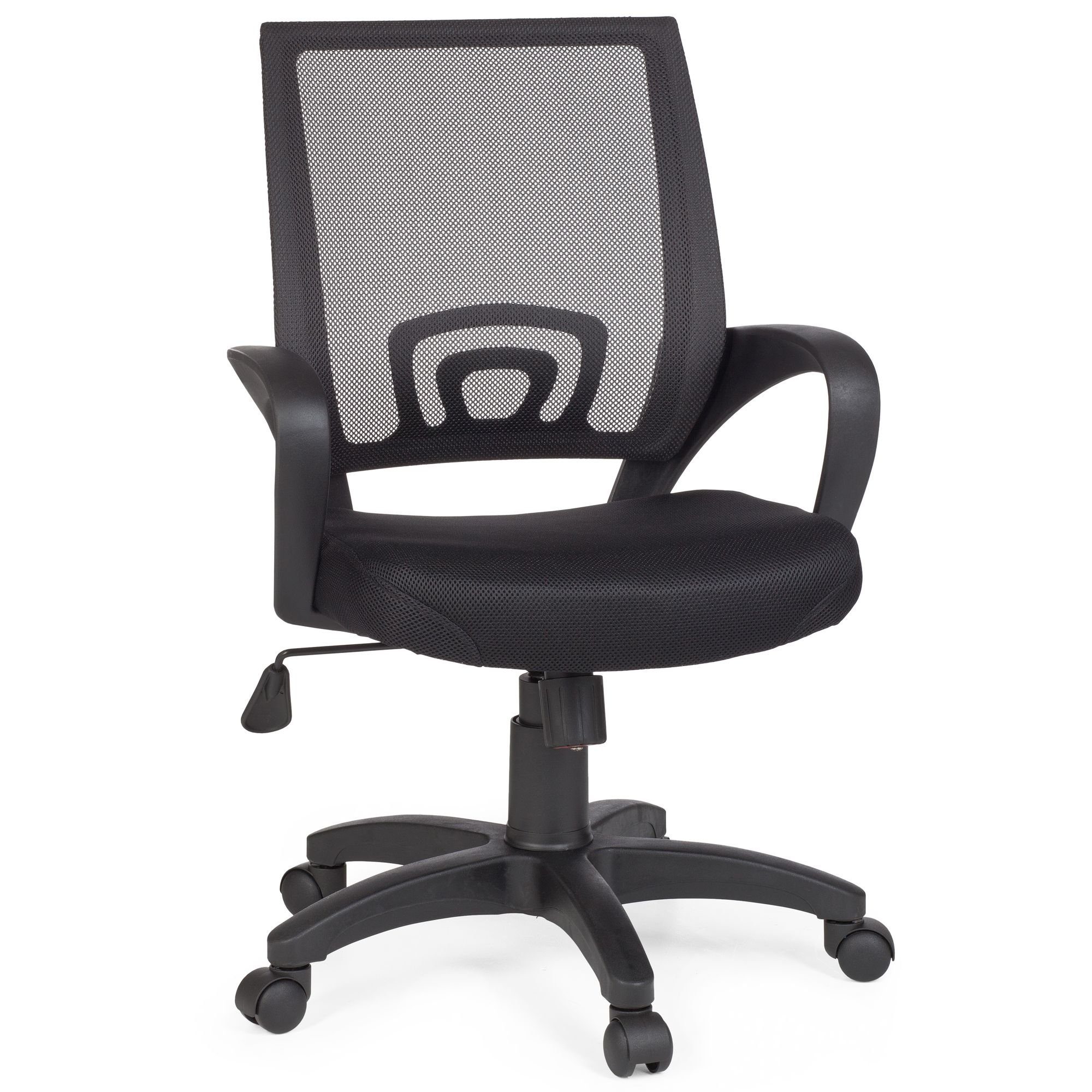 FINEBUY Drehstuhl SuVa1029_1 (Bürostuhl Schwarz Schreibtischstuhl mit Armlehne), Bürodrehstuhl ergonomisch Jugendstuhl Schwarz | Schwarz