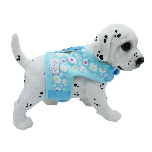 Alvonja Hunde-Geschirr Hundegeschirr kleine, mittlere, große Hunde Welpen Blumen hellblau, Polyester, verstellbar, verschiedene Größen