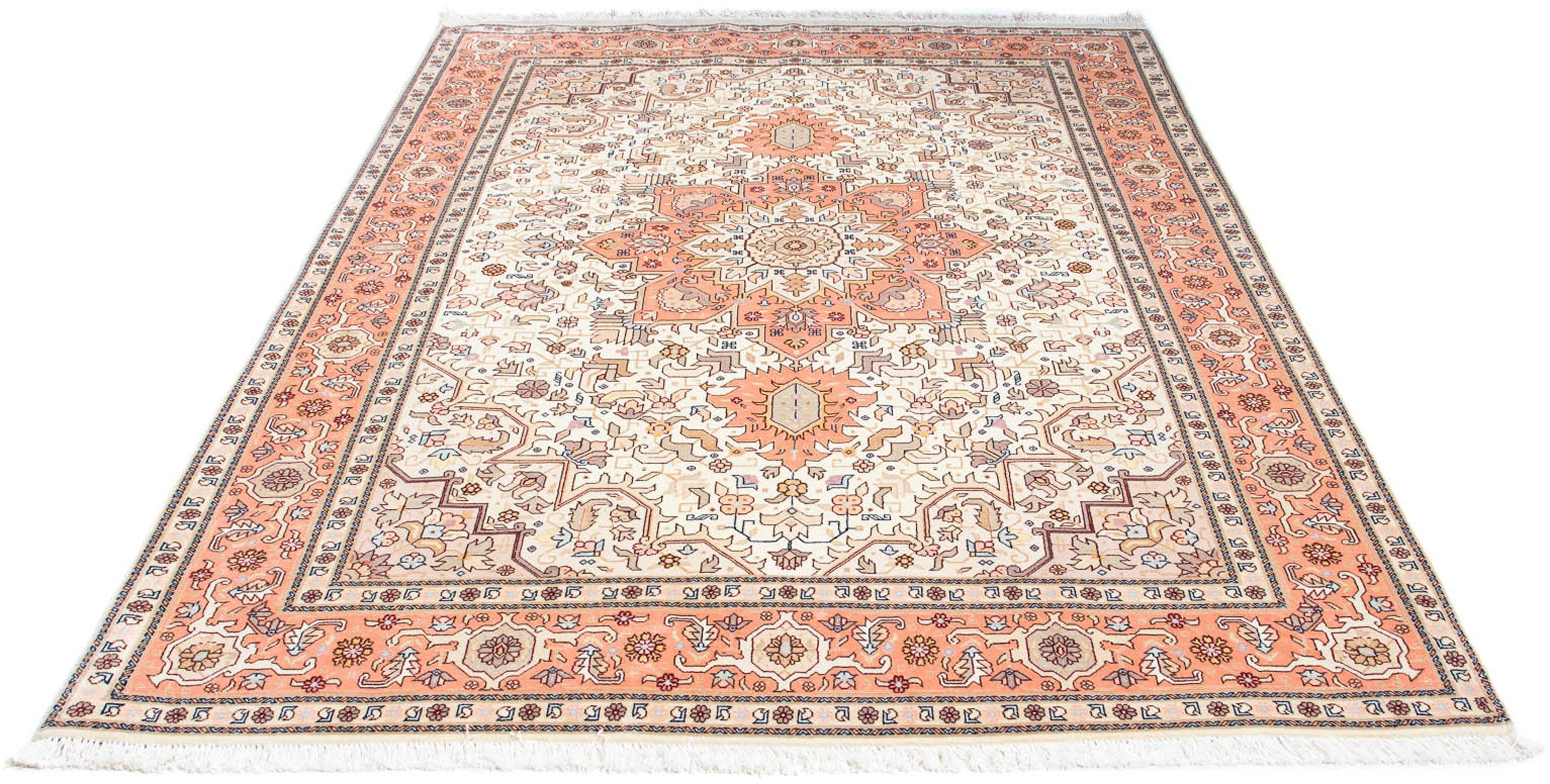 Orientteppich Perser - Täbriz - Royal - 216 x 153 cm - beige, morgenland, rechteckig, Höhe: 7 mm, Wohnzimmer, Handgeknüpft, Einzelstück mit Zertifikat