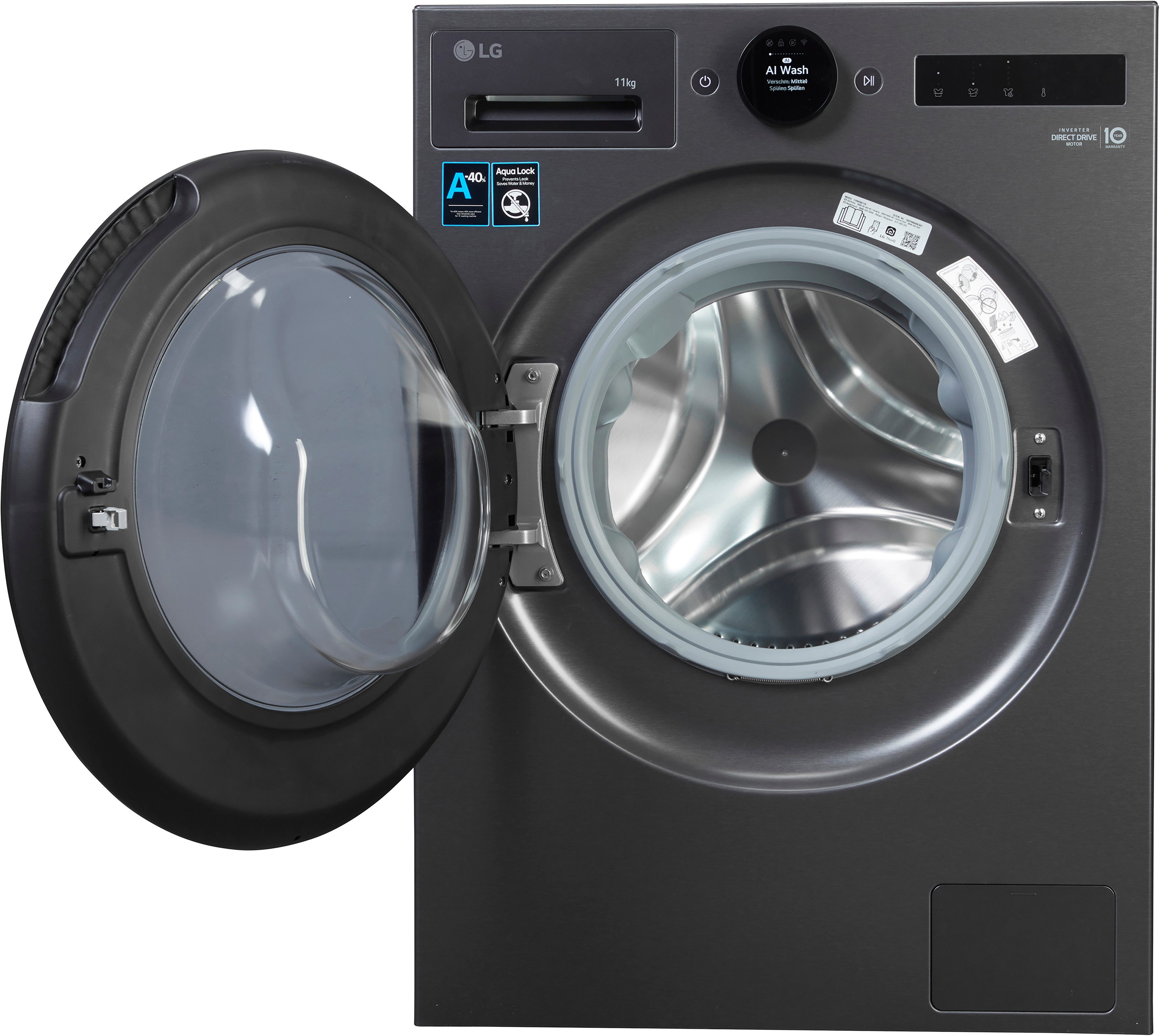 LG Waschmaschine F4WX801YB, 11 kg, 1400 U/min, digitales Touchdisplay