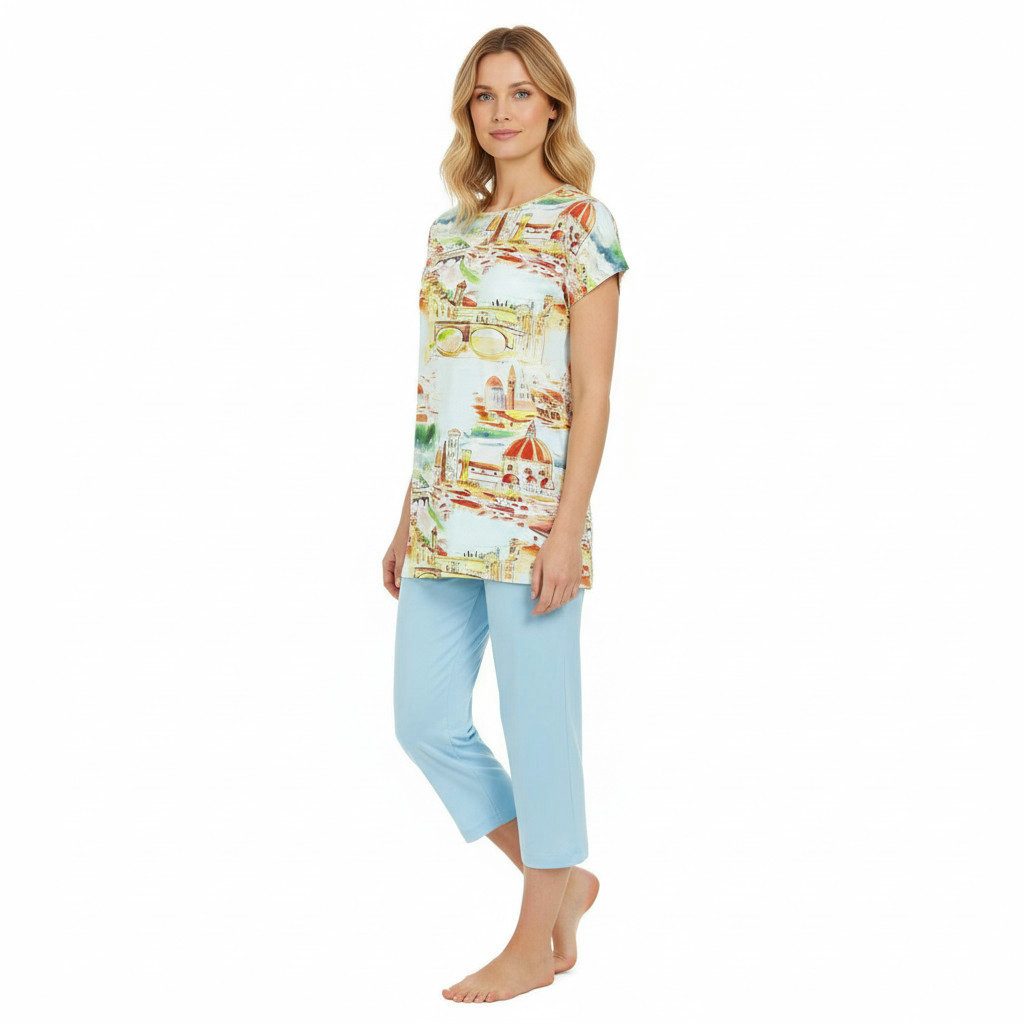 Ringella Pyjama - Schlafanzug mit Caprihose (2 tlg) 50% Baumwolle 50% Modal – Bild 5 von 5