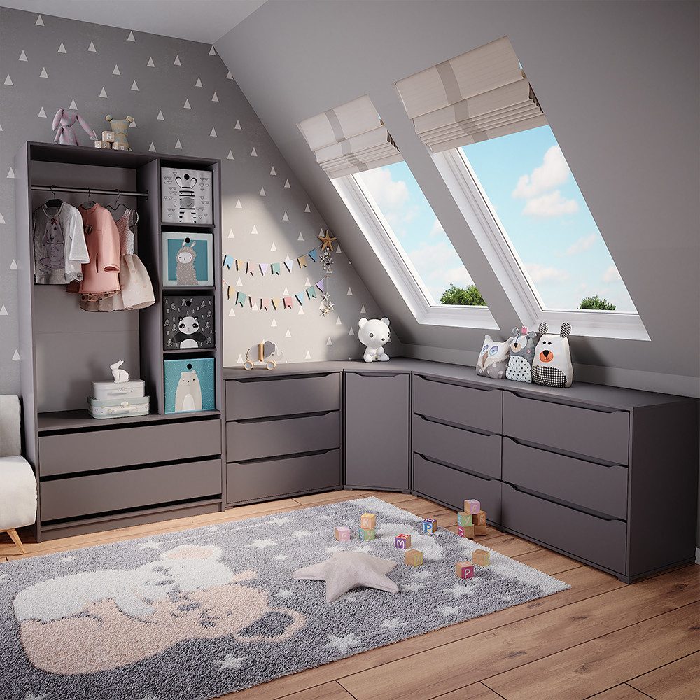 Vicco Kleiderschrank Elmo, Anthrazit, 100 x günstig online kaufen