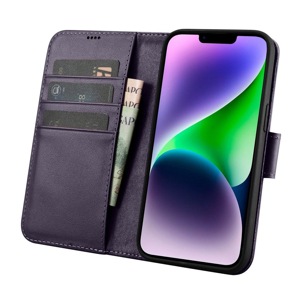 iCarer Handyhülle Klapphülle Schutztasche Brieftaschenhülle 6,7 Zoll, RFID-Schutz, 2in1, Kartenfächer, Standfunktion