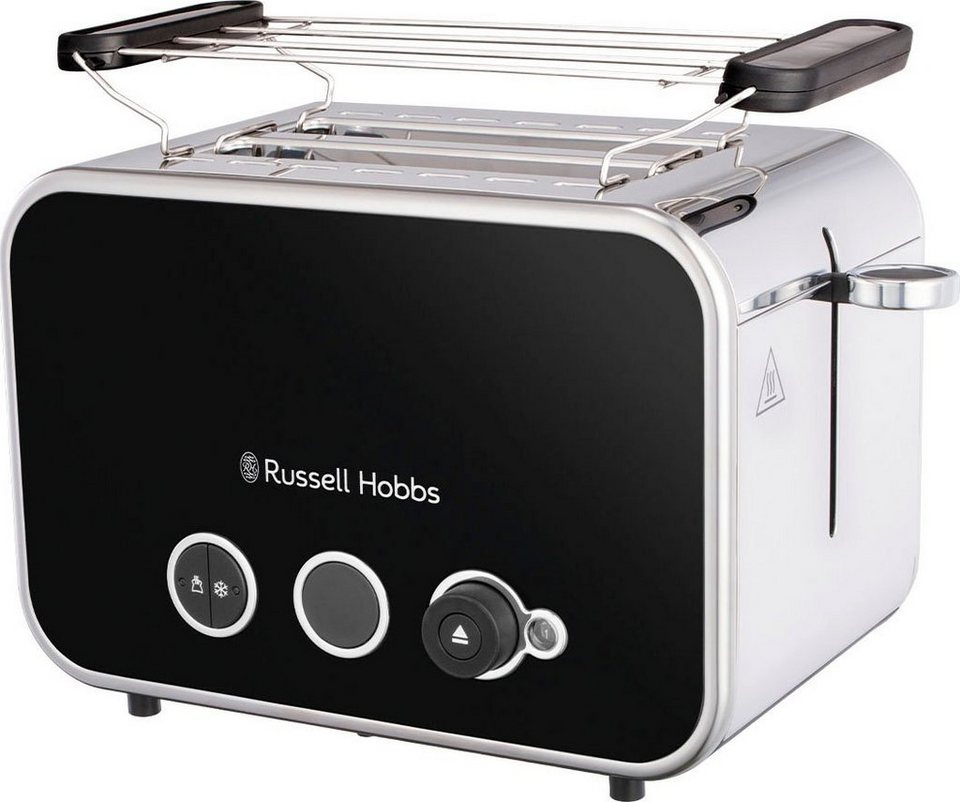 RUSSELL HOBBS Toaster Distinctions Schwarz 26430-56, 2 kurze Schlitze, für  2 Scheiben, 1600 W, Brötchenaufsatz, Krümelschublade, 1.600 Watt