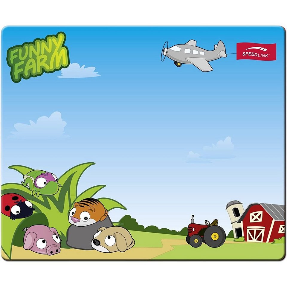 Speedlink Mouse-Pad Maus-Pad Motiv Funny Farm 1,5mm dünn Mäuse (Bauernhof  Motiv, Mouse Maus Pad dünn, rutschfest, Textil-Oberfläche)