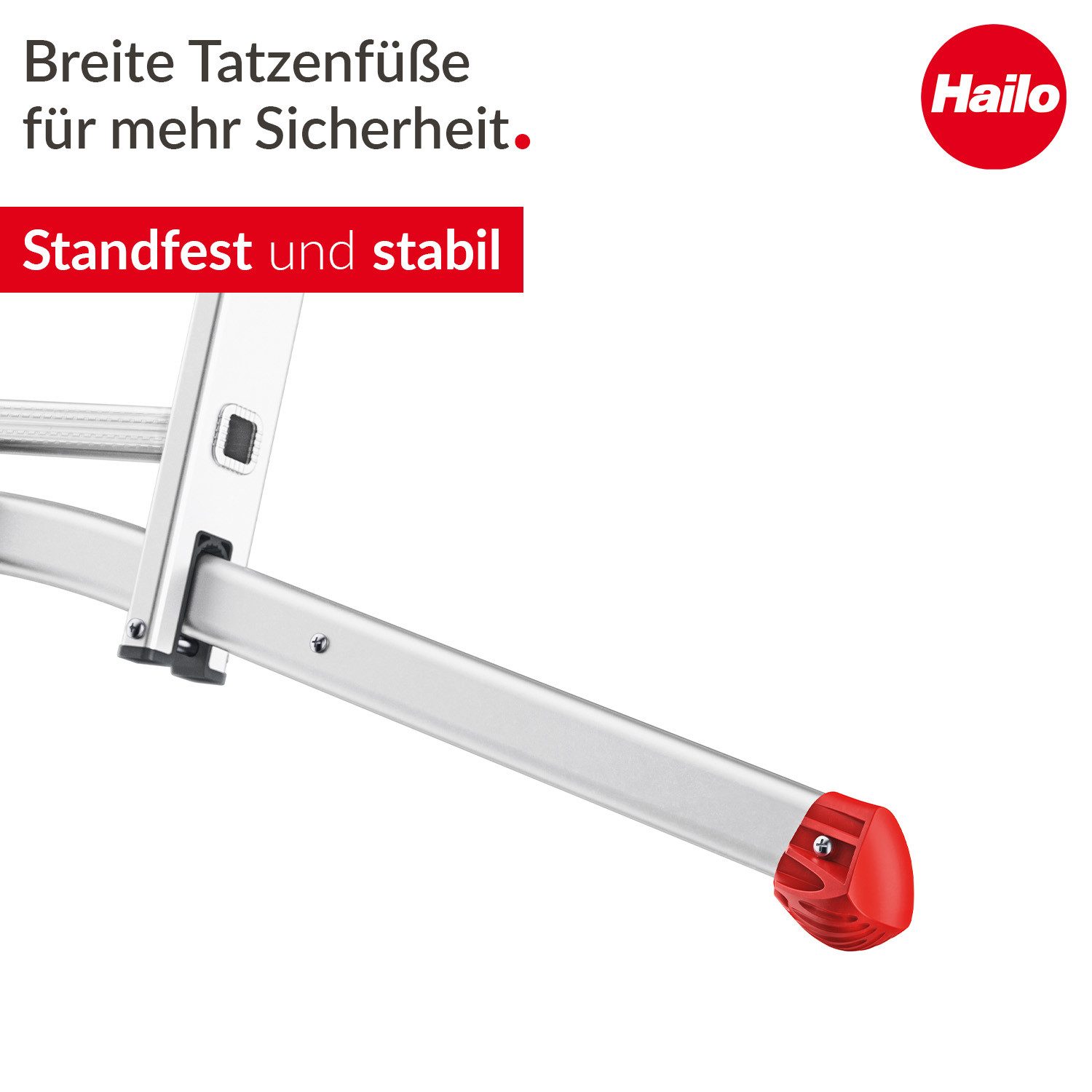 Hailo Anlegeleiter Leiter HobbyLOT, 3-teilige Alu-Kombileiter, 3 x 9 Sprossen