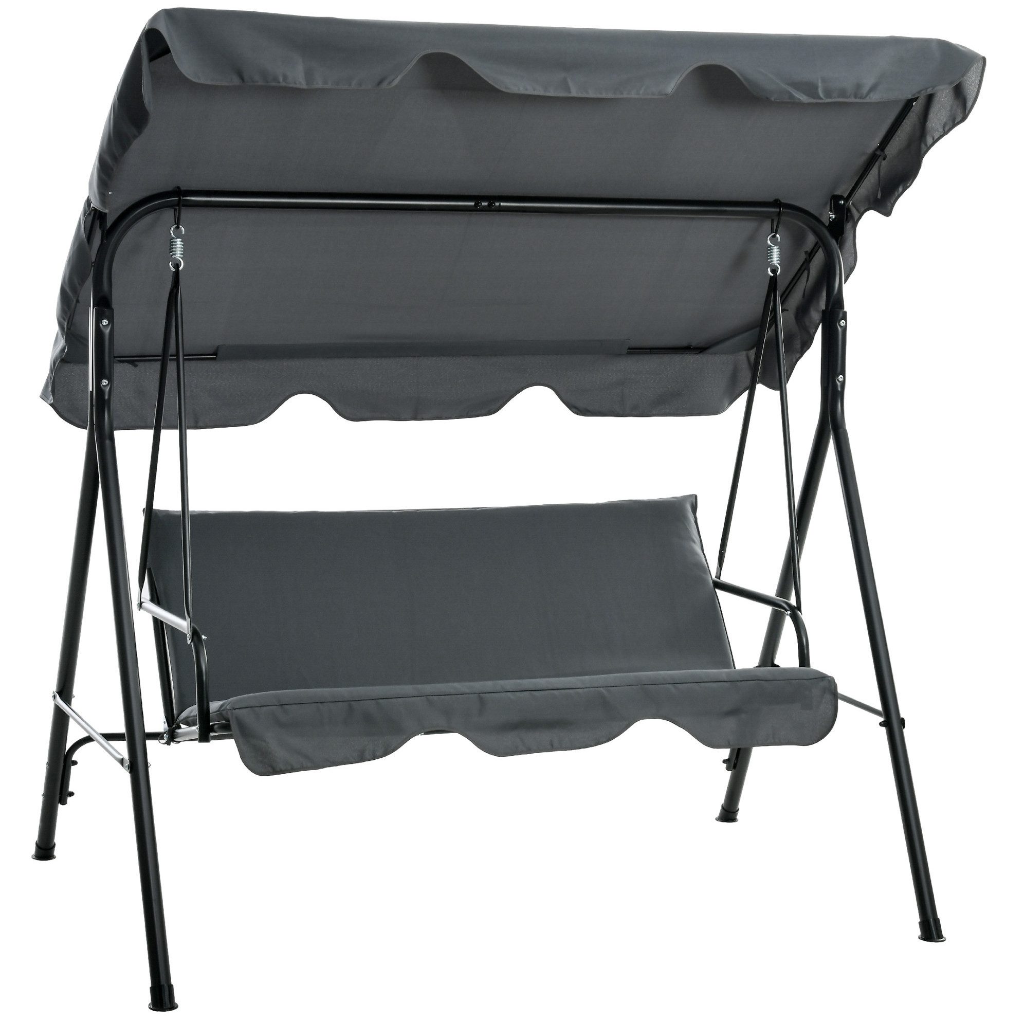 OKWISH Hollywoodschaukel Gartenschaukel 3-Sitzer Grau 172x110x153 cm Garten Schaukelbank, 3-Sitzer, Packung, 1 tlg., Gartenschaukel bis 240 kg belastbar für Terrasse & Gartenbereich, Mit Sitzpolster & verstellbarem Sonnendach, komfortabel Outdoor
