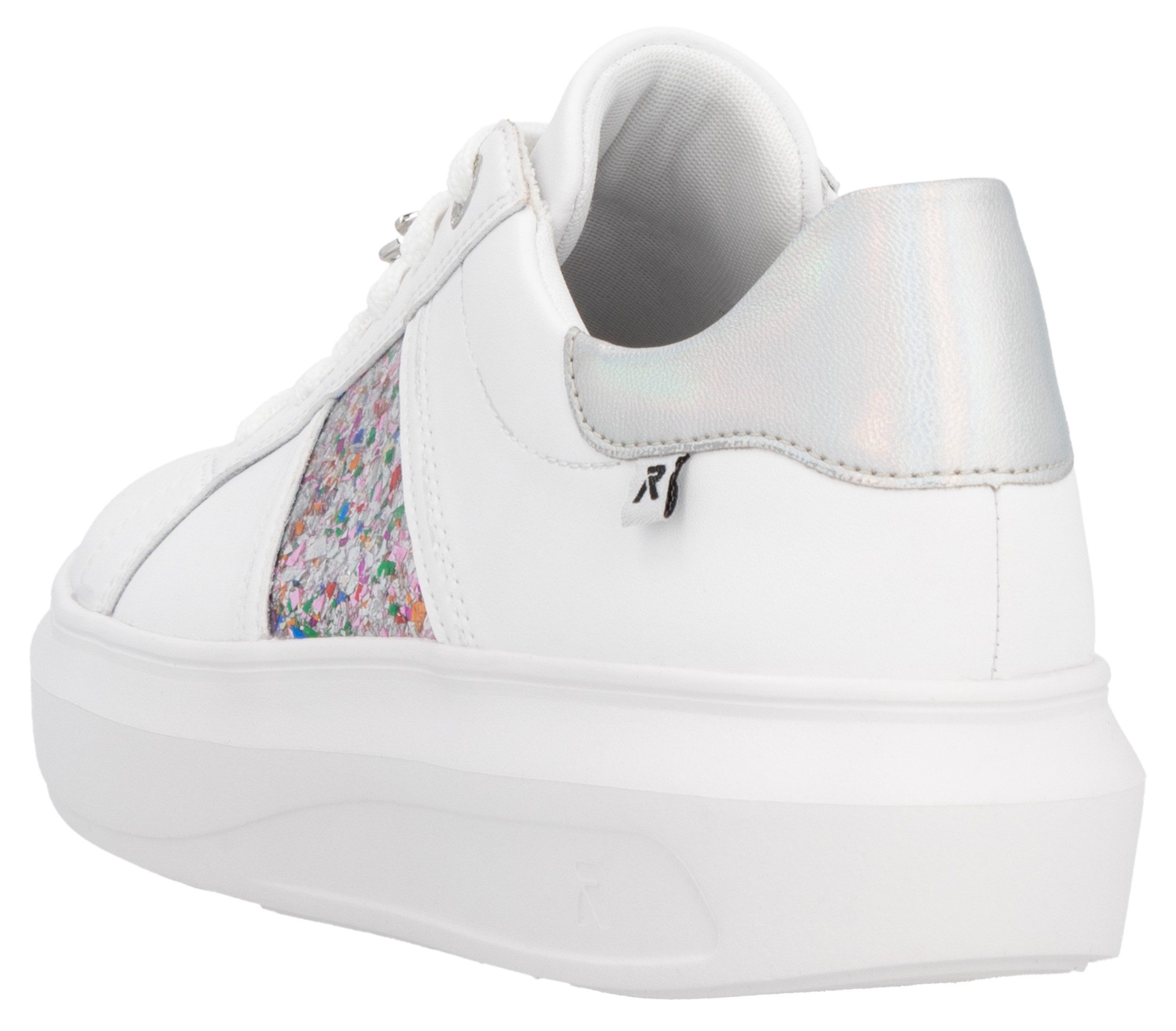 Rieker Sport Plateausneaker mit stylischen Metallic-Details, Freizeitschuh, Halbschuh, Schnürschuh