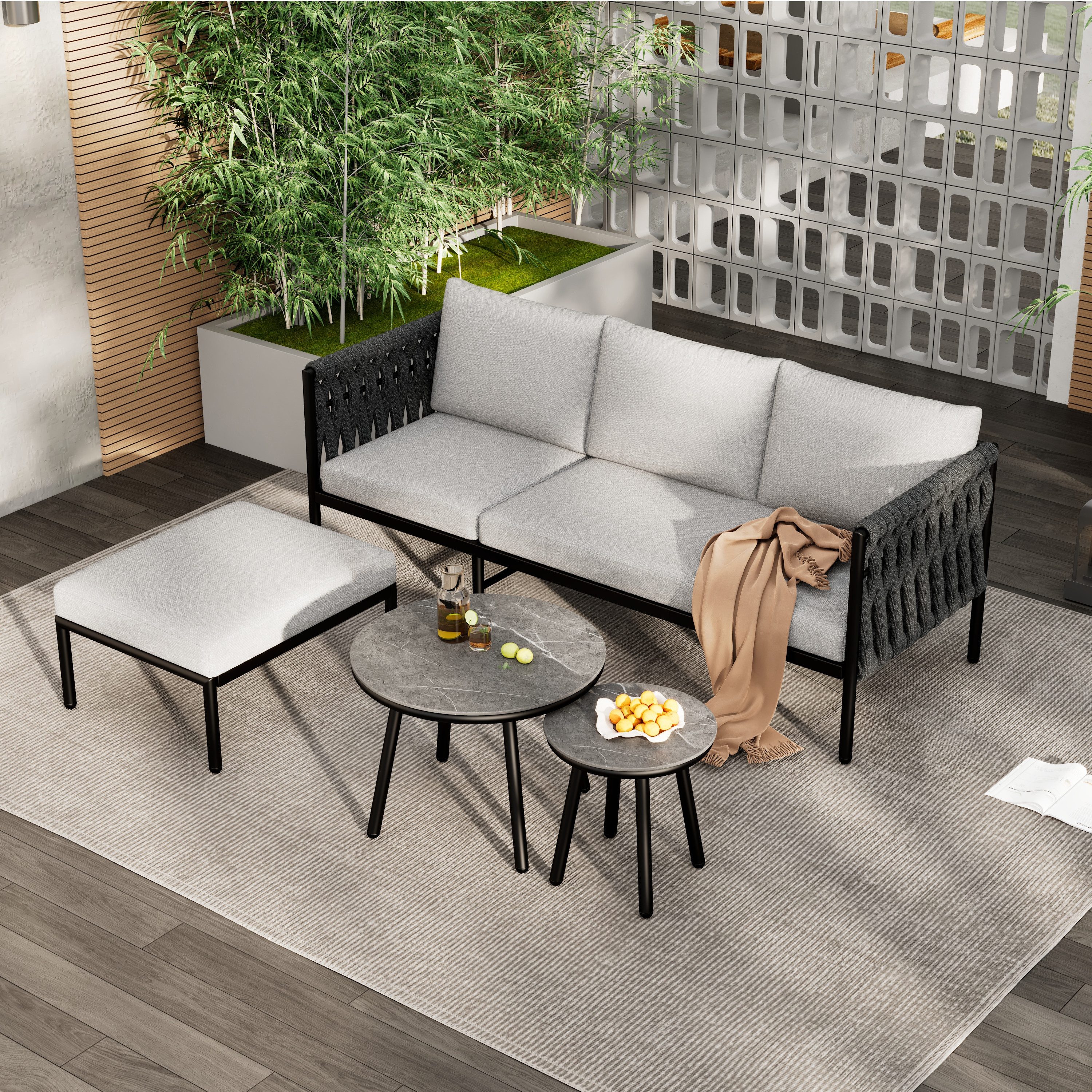 MODFU Gartenlounge-Set wetterbeständig, wasserabweisend, (Garten-Lounge-Set günstig online kaufen