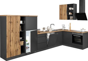 Kochstation Küche KS-Bruneck, Stellbreite 380/180 cm breit, wahlweise mit oder ohne E-Geräte, MDF