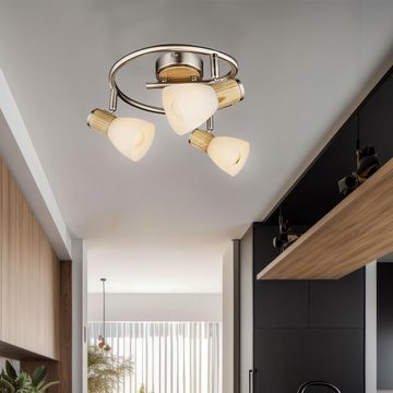 etc-shop LED Deckenleuchte, Leuchtmittel inklusive, Warmweiß, Decken Leuchte Holz Strahler verstellbar Wohn Zimmer Spot-