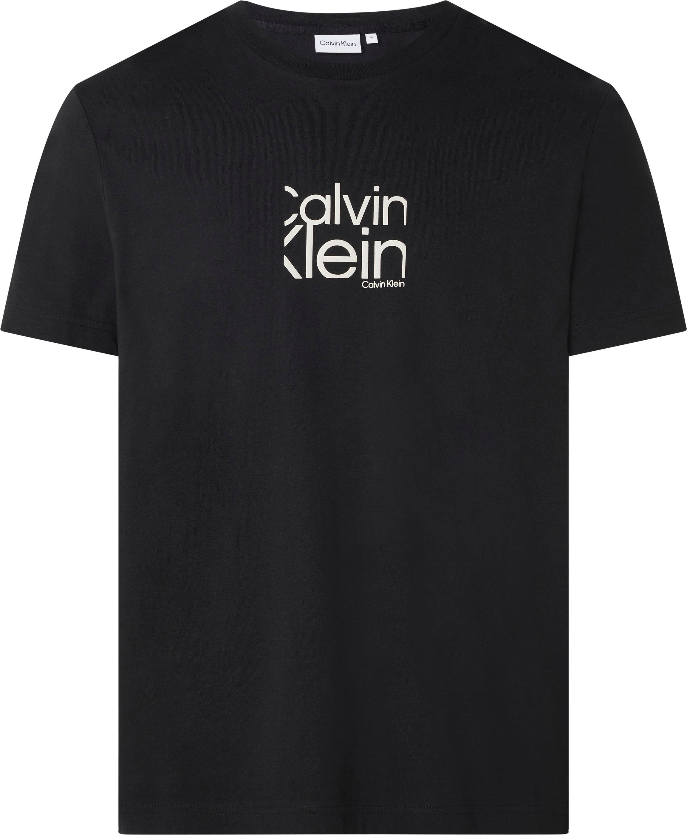 Klein mit Logo auf Brust schwarz der Kurzarmshirt Calvin Klein Calvin