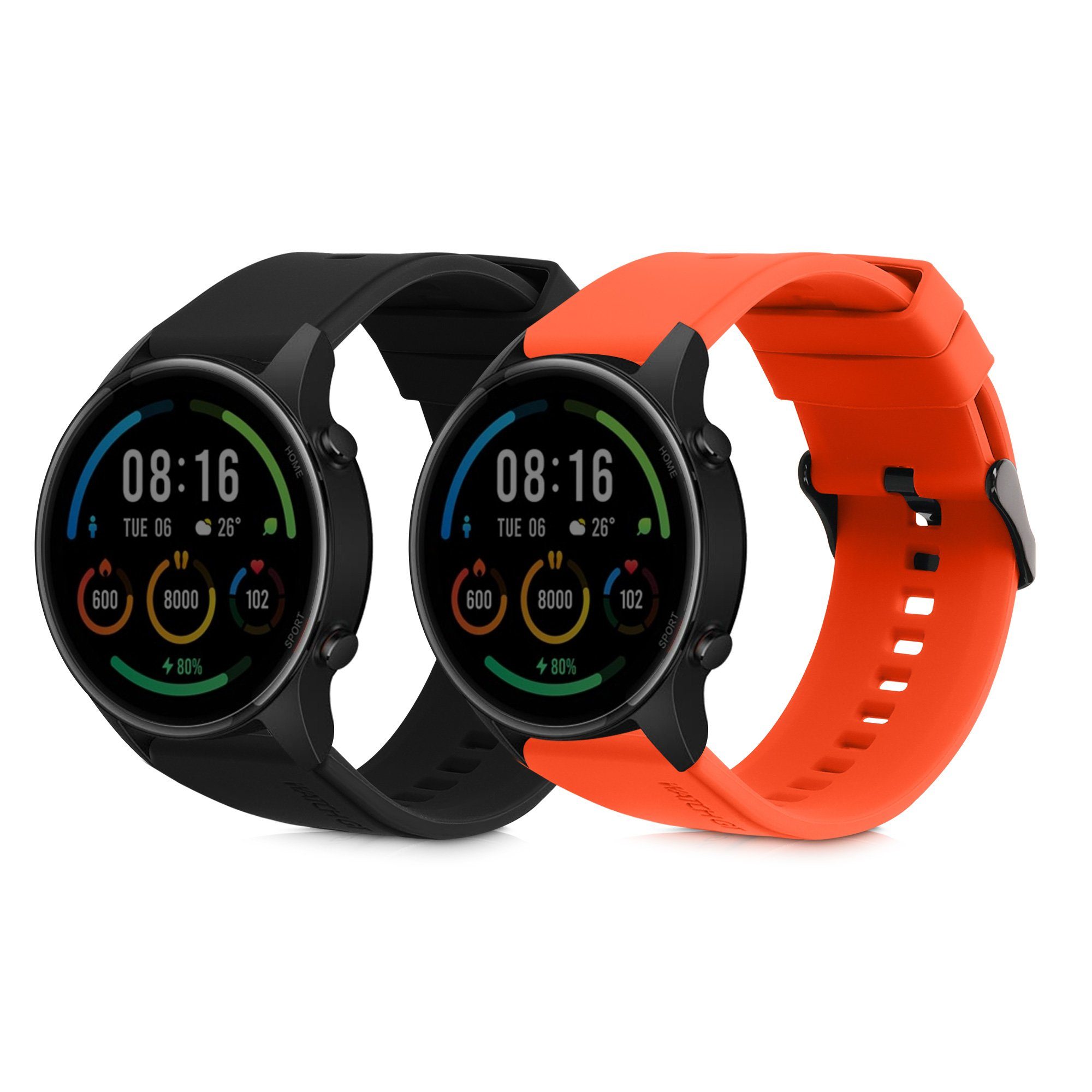kwmobile 2x Uhrenarmband für Xiaomi Mi Watch Color Sport / S1 Active Armband Smartwatch, 2-tlg., Fitnesstracker Band Set aus TPU Silikon - Ersatzarmband Smartwatch