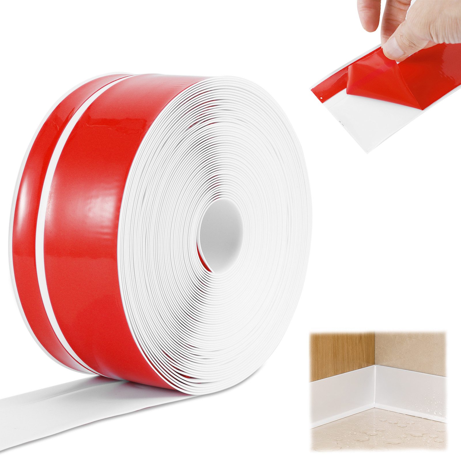 BlingBin Sockelleiste Weichsockelleiste selbstklebend, 15 m, 70 mm, Knickleiste zuschneidbar, L: 150 cm, H: 7 cm, 1er Set, 1-St., 1tlg, 15 m, 70 (50+20)mm, flexible Fußleiste zum Zuschneiden für Wand und Boden