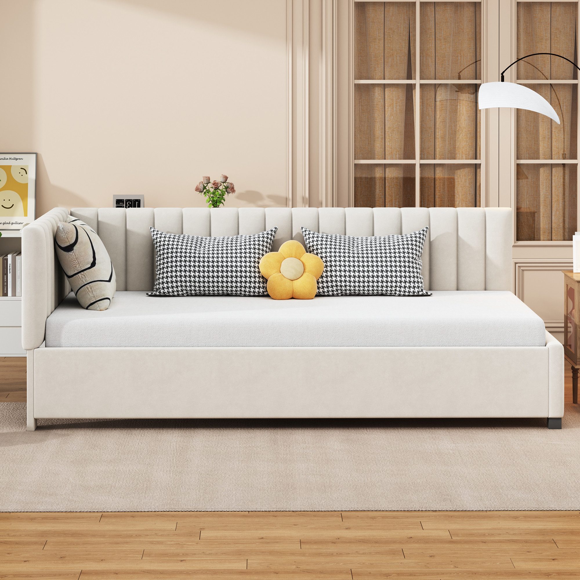 Odikalo Polsterbett Schlafsofa 90*200 Multifunktionsbett mit/ohne 2 Stauraumschubladen