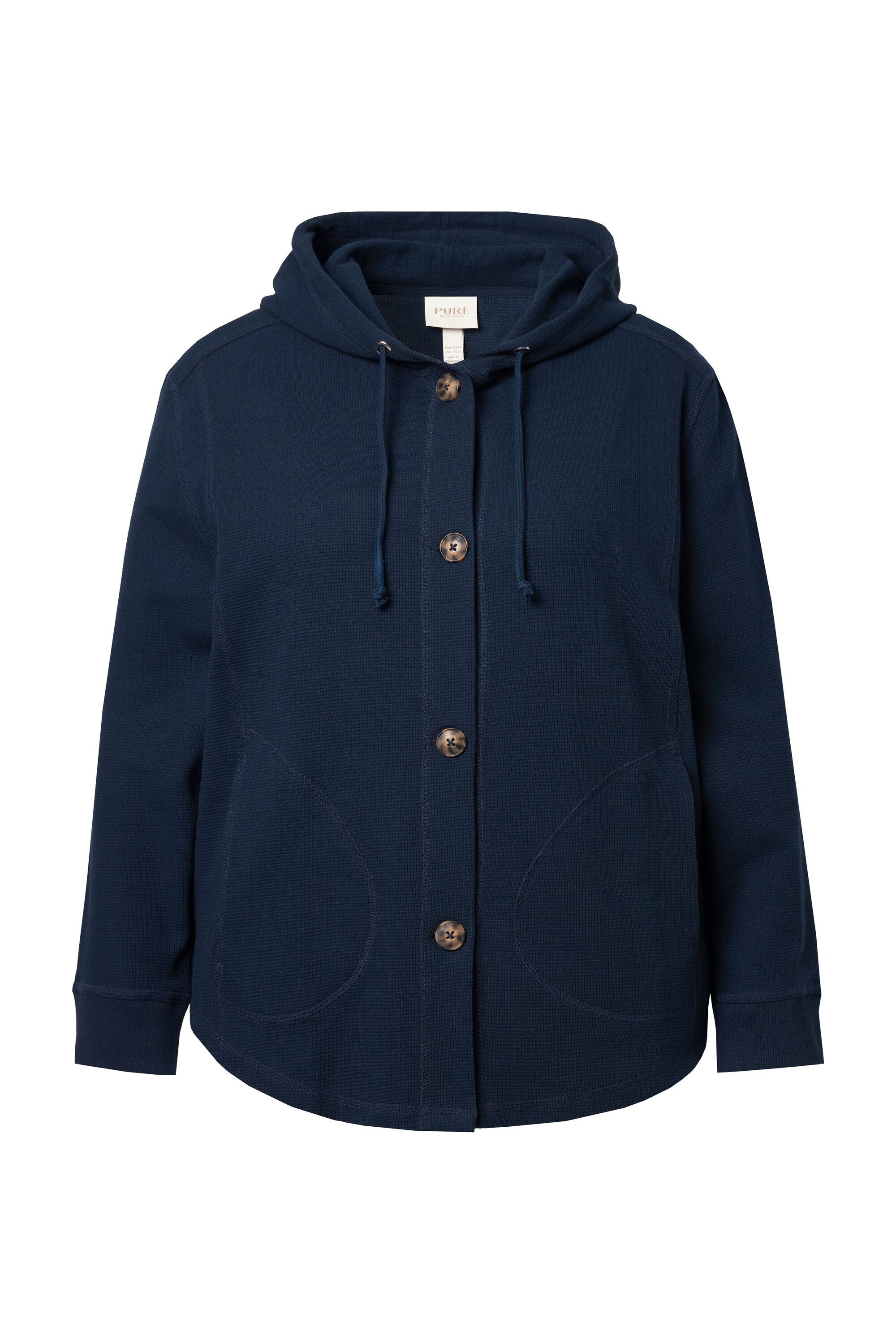 Ulla Popken Sweatjacke Sweatjacke Waffelstruktur Kapuze Biobaumwolle günstig online kaufen