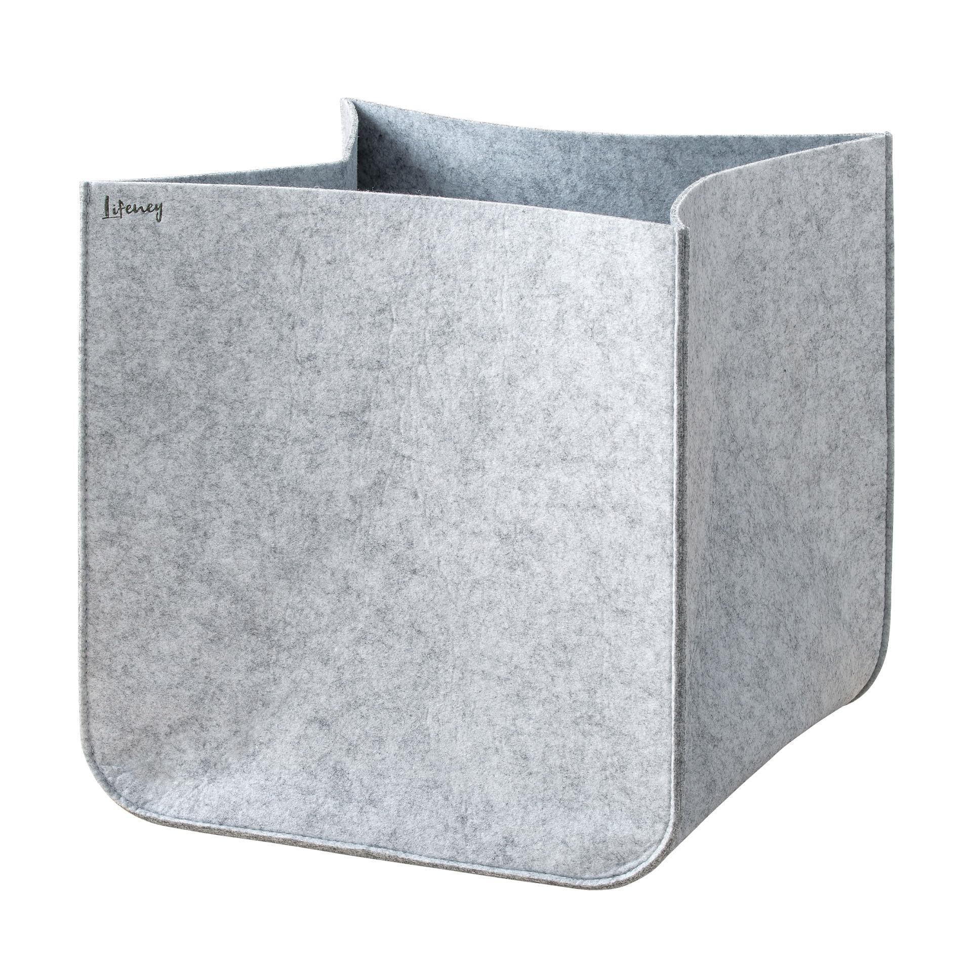 Lifeney Aufbewahrungsbox Aufbewahrungsbox Größe L aus Filz 54 x 37 x 21 cm für Kleiderschrank, Farbe: Grau, Serie: Organize your closet, für Stauraum & Ordnung