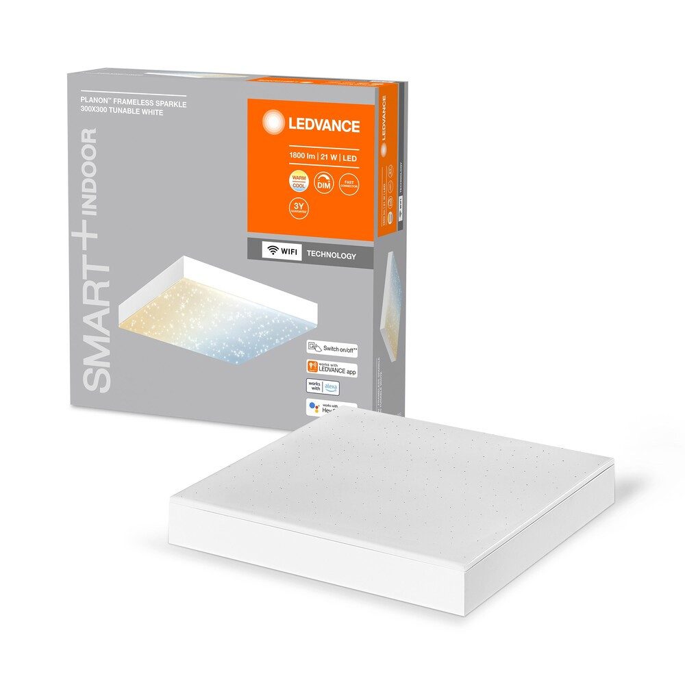 Ledvance LED Panel Steel, 21W, warmweiß, 850lm, 3000K, 300x300mm, smarthomefähig, warmweiß