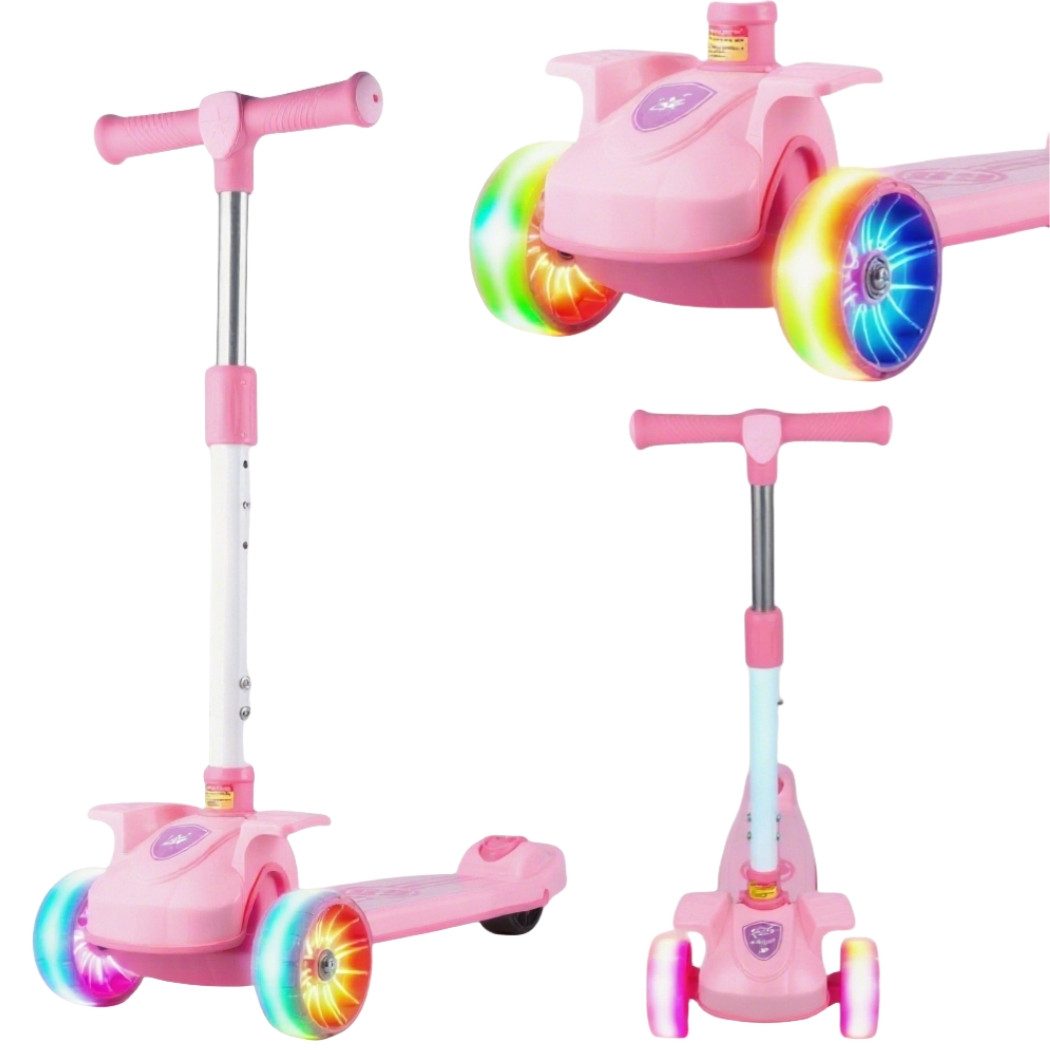 Dreiradscooter Kinderroller mit LED Cityroller Geeignet für Kinder ab 3 Jahren