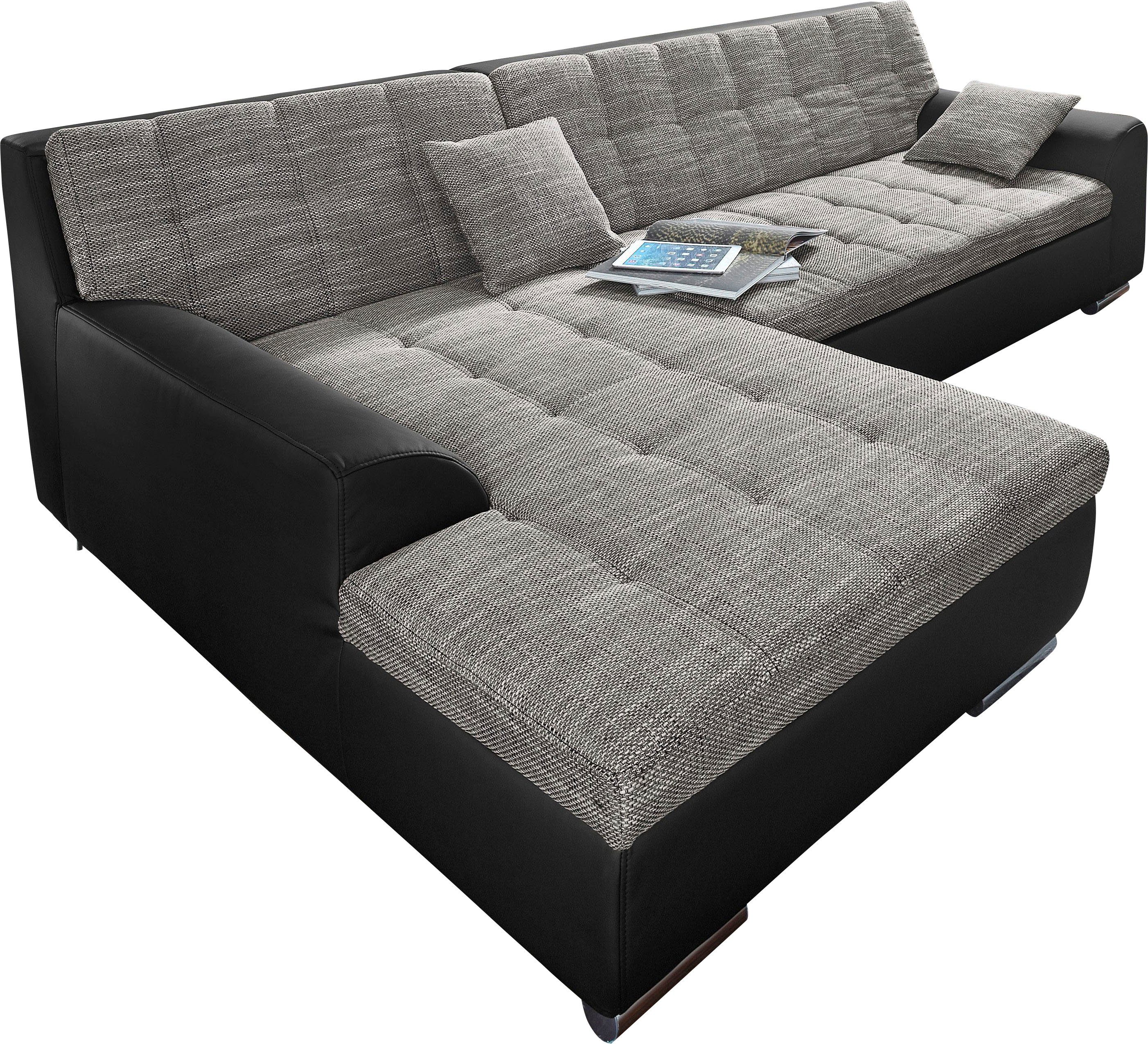 DOMO collection Ecksofa Treviso viele Bezüge, auch in Cord, L-Form, B/T/H: 267/80/83 cm, wahlw. mit Bettfunktion, inkl. Zierkissen, Unser Dauertiefpreis
