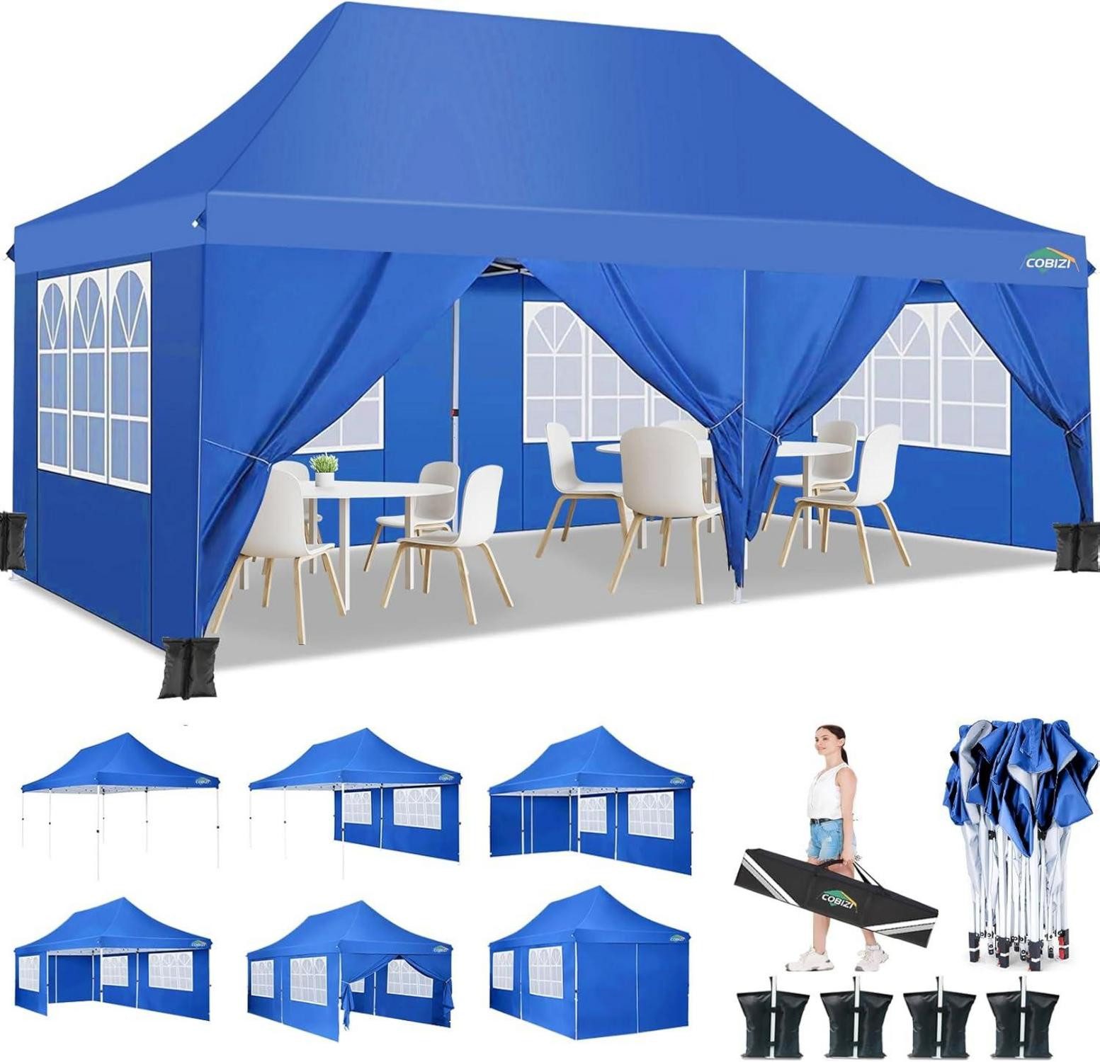 COBIZI Faltpavillon Faltpavillon 3x6m Wasserdicht Stabil Partyzelt 6 Seitenwänden