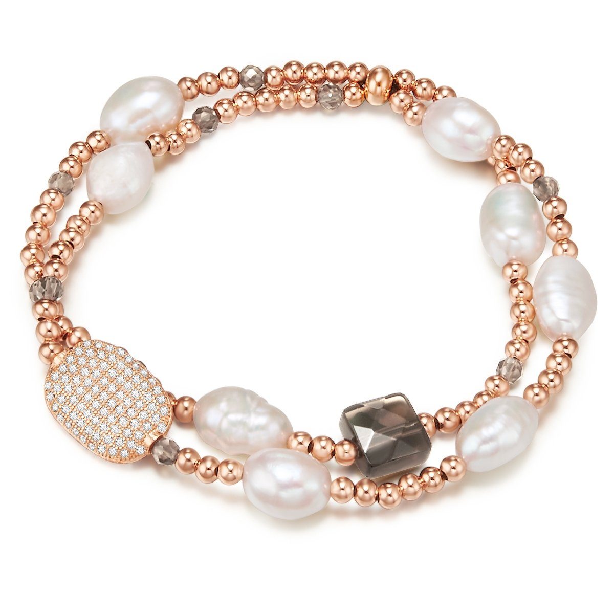 Lulu & Jane Perlenarmband roségold, mit Zirkonia günstig online kaufen